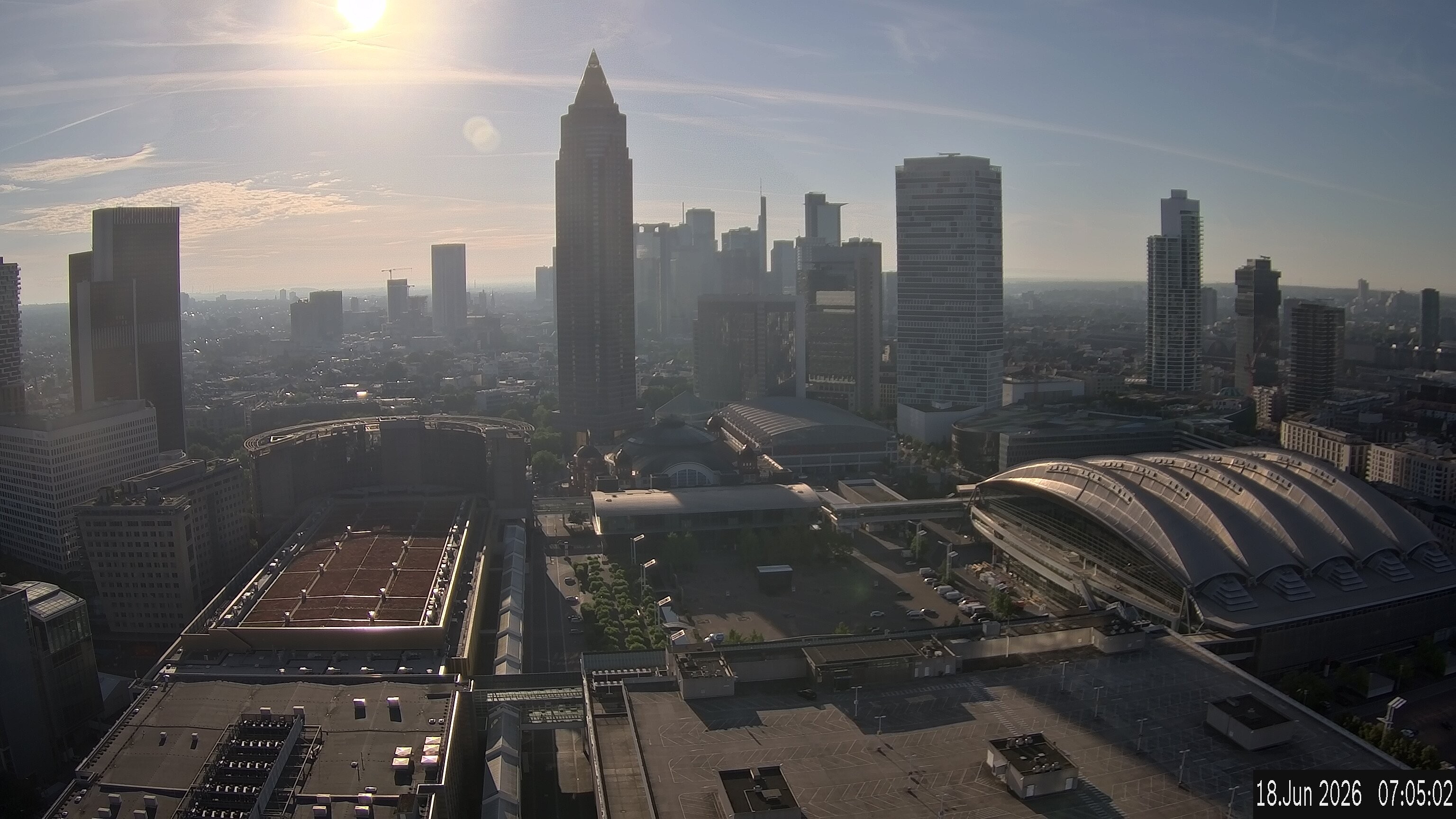 Archiv Foto Webcam Blick von Frankfurter Messe auf die Skyline
