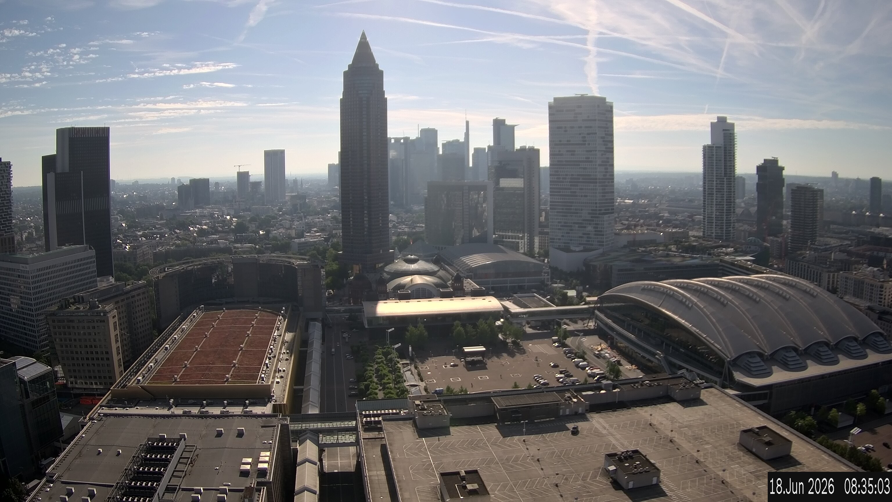 Archiv Foto Webcam Blick von Frankfurter Messe auf die Skyline