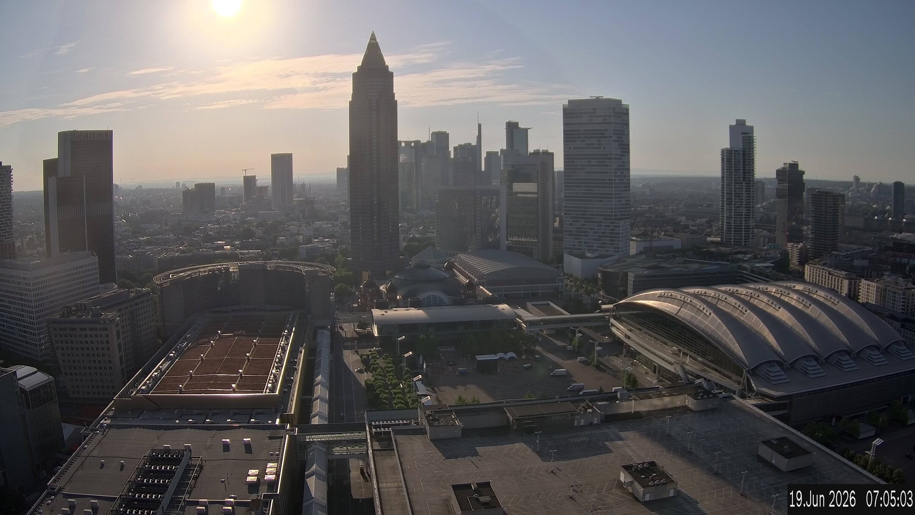 Archiv Foto Webcam Blick von Frankfurter Messe auf die Skyline