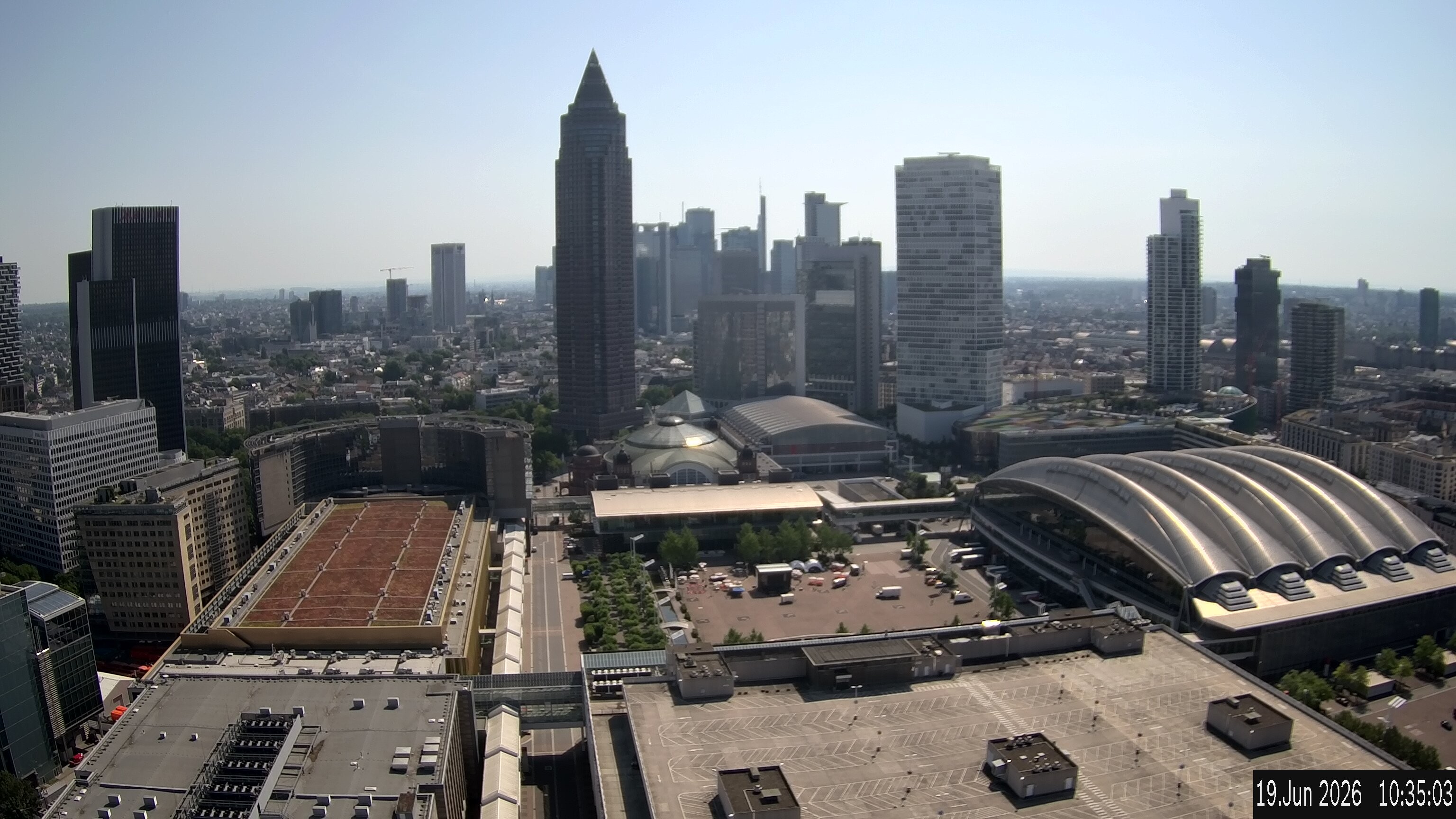 Archiv Foto Webcam Blick von Frankfurter Messe auf die Skyline