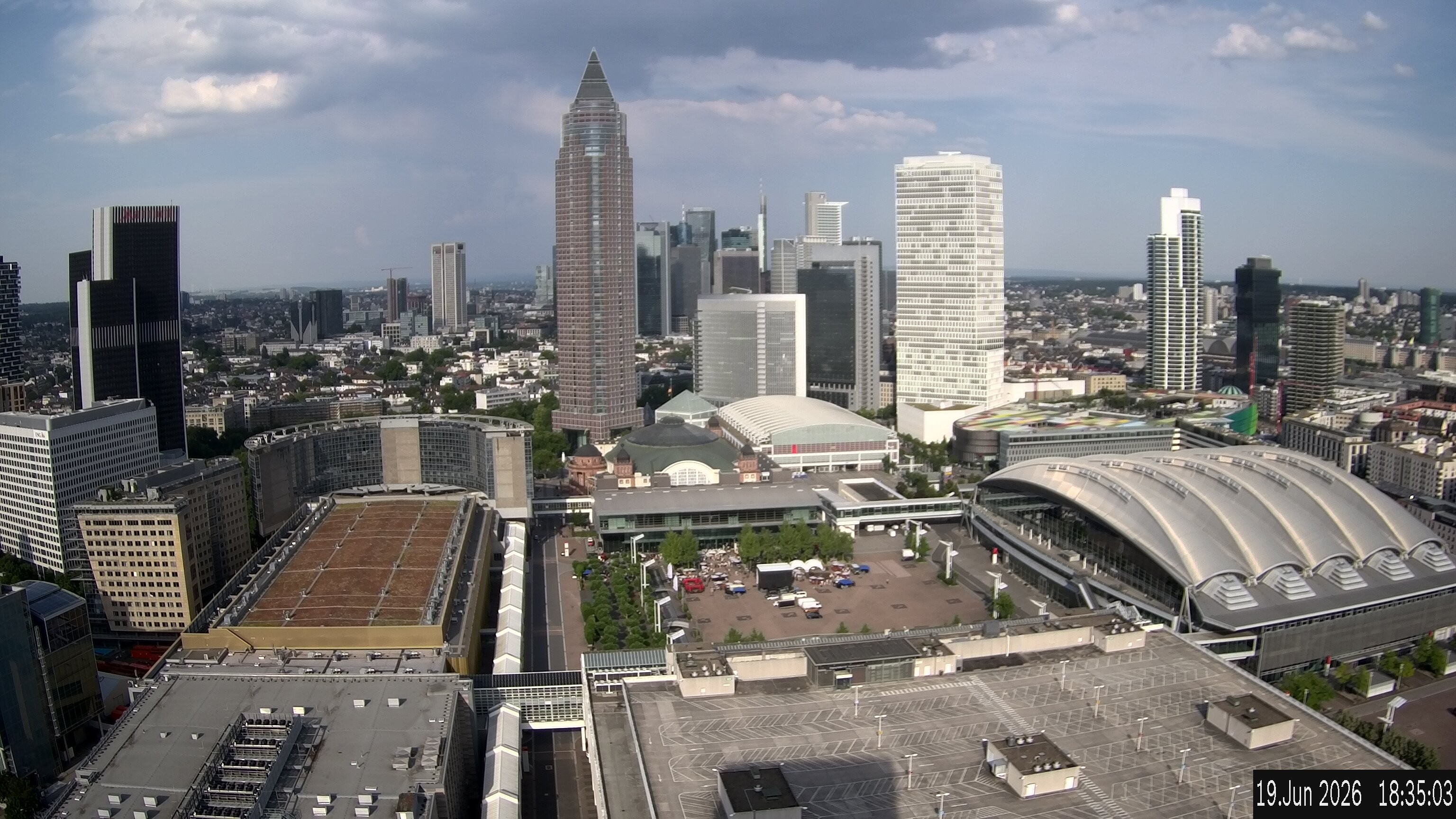 Archiv Foto Webcam Blick von Frankfurter Messe auf die Skyline