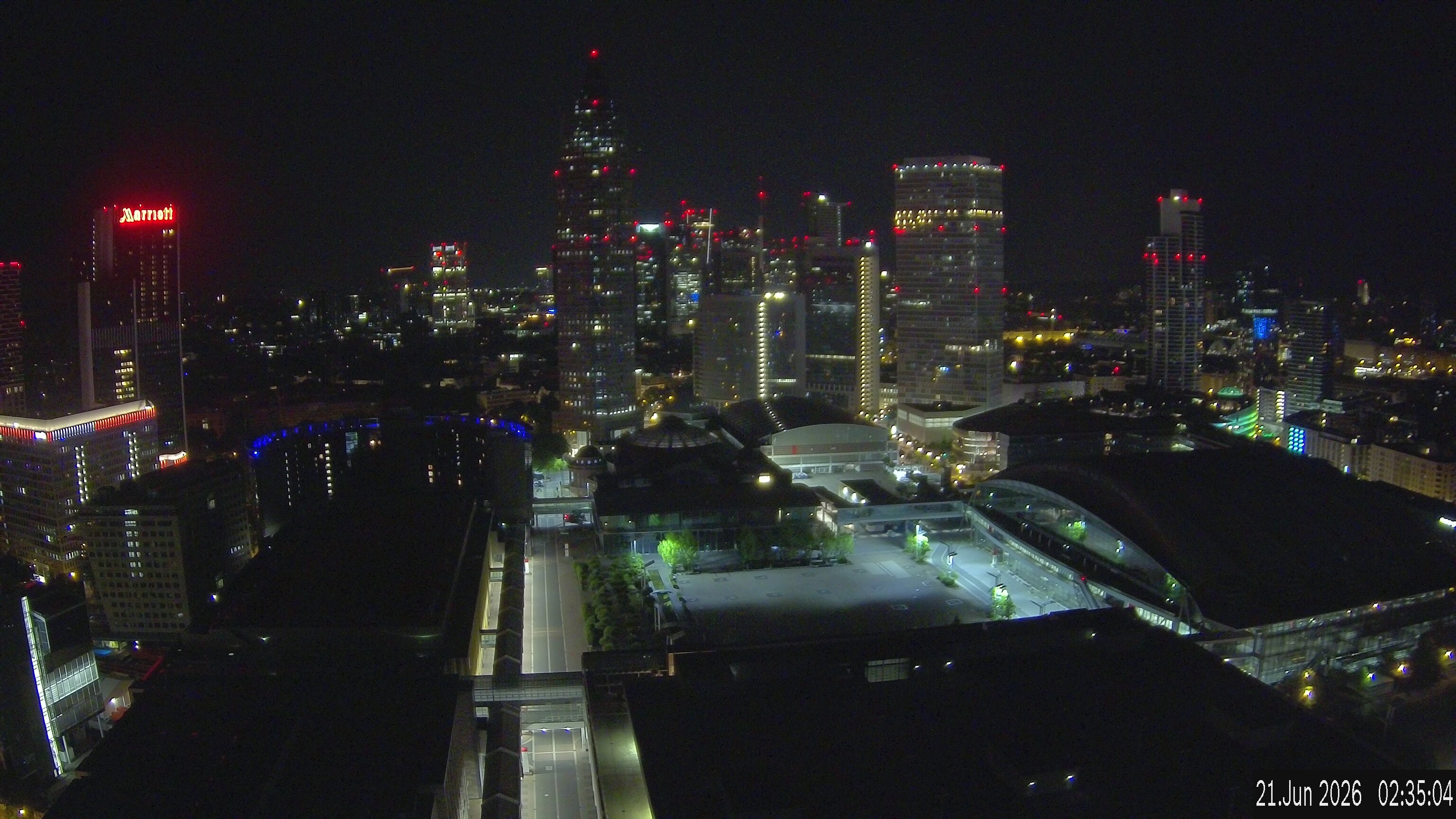 Archiv Foto Webcam Blick von Frankfurter Messe auf die Skyline