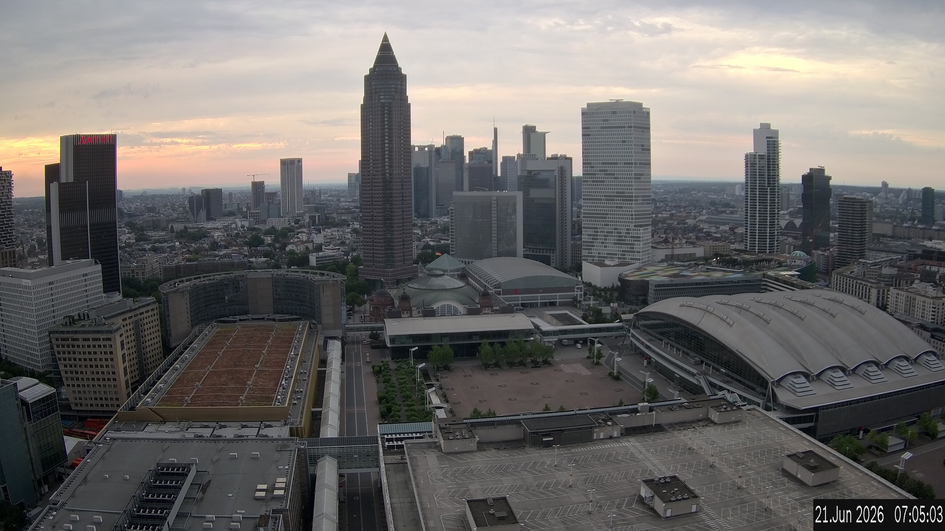 Archiv Foto Webcam Blick von Frankfurter Messe auf die Skyline