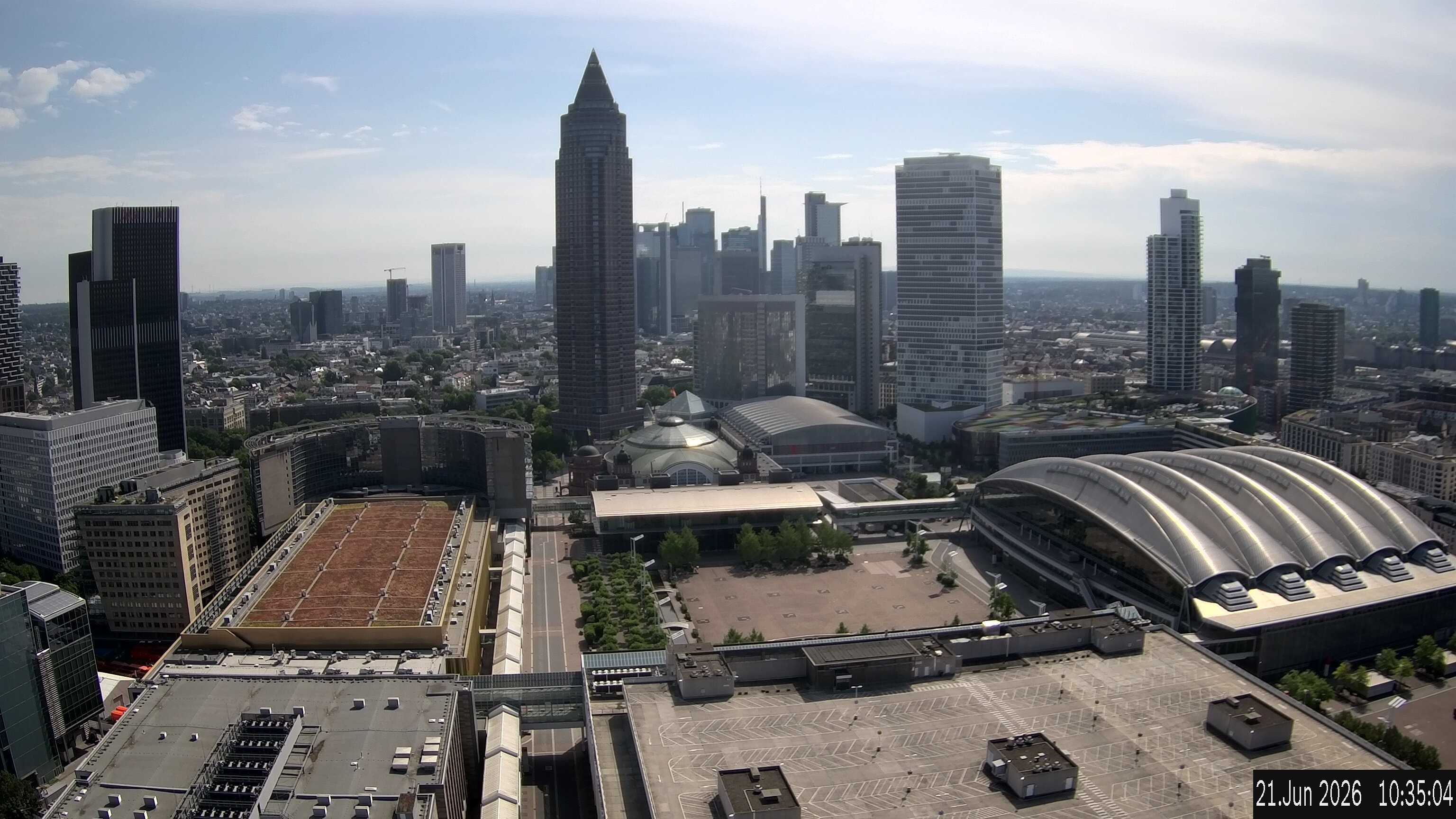 Archiv Foto Webcam Blick von Frankfurter Messe auf die Skyline