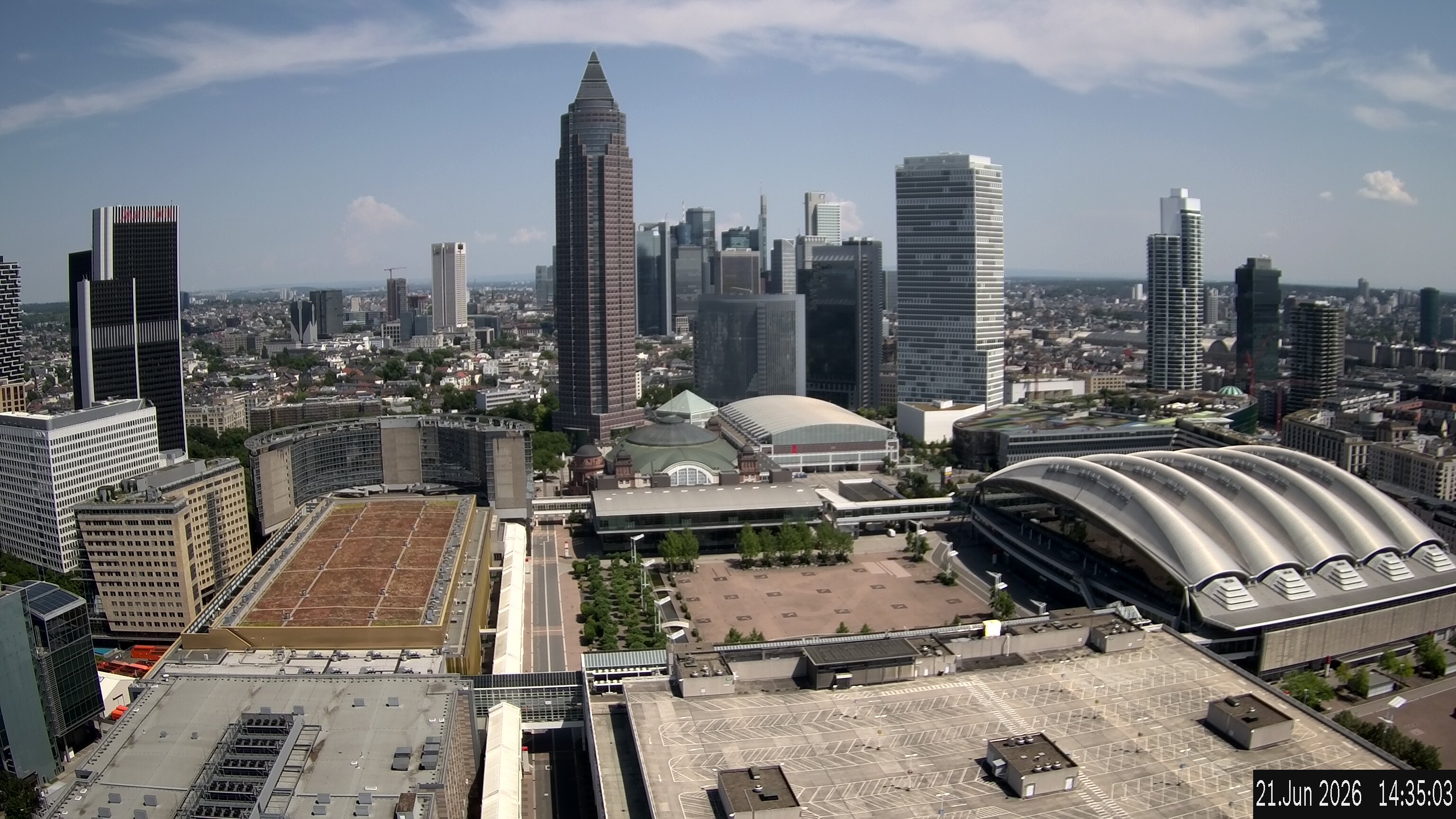 Archiv Foto Webcam Blick von Frankfurter Messe auf die Skyline