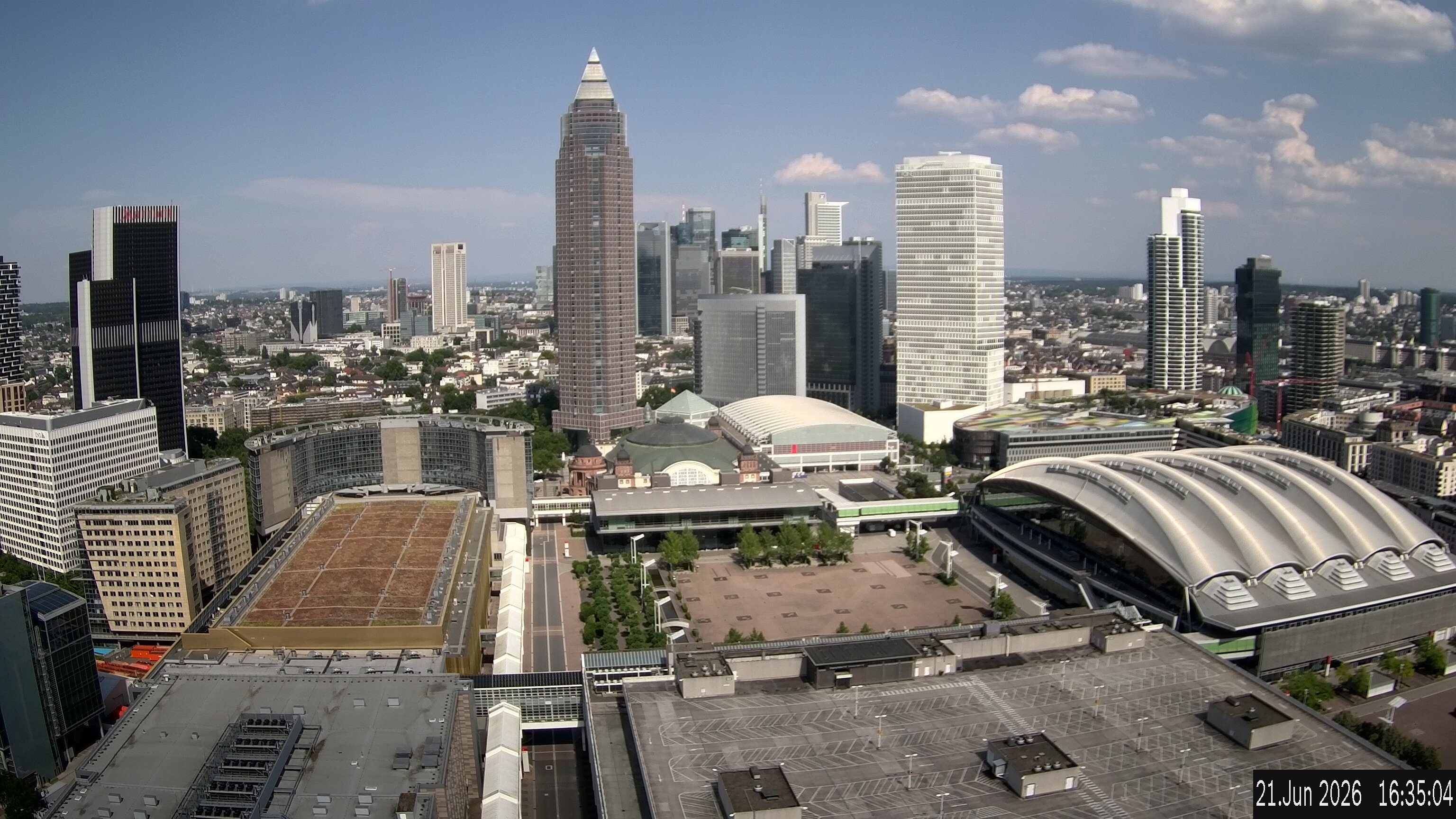 Archiv Foto Webcam Blick von Frankfurter Messe auf die Skyline