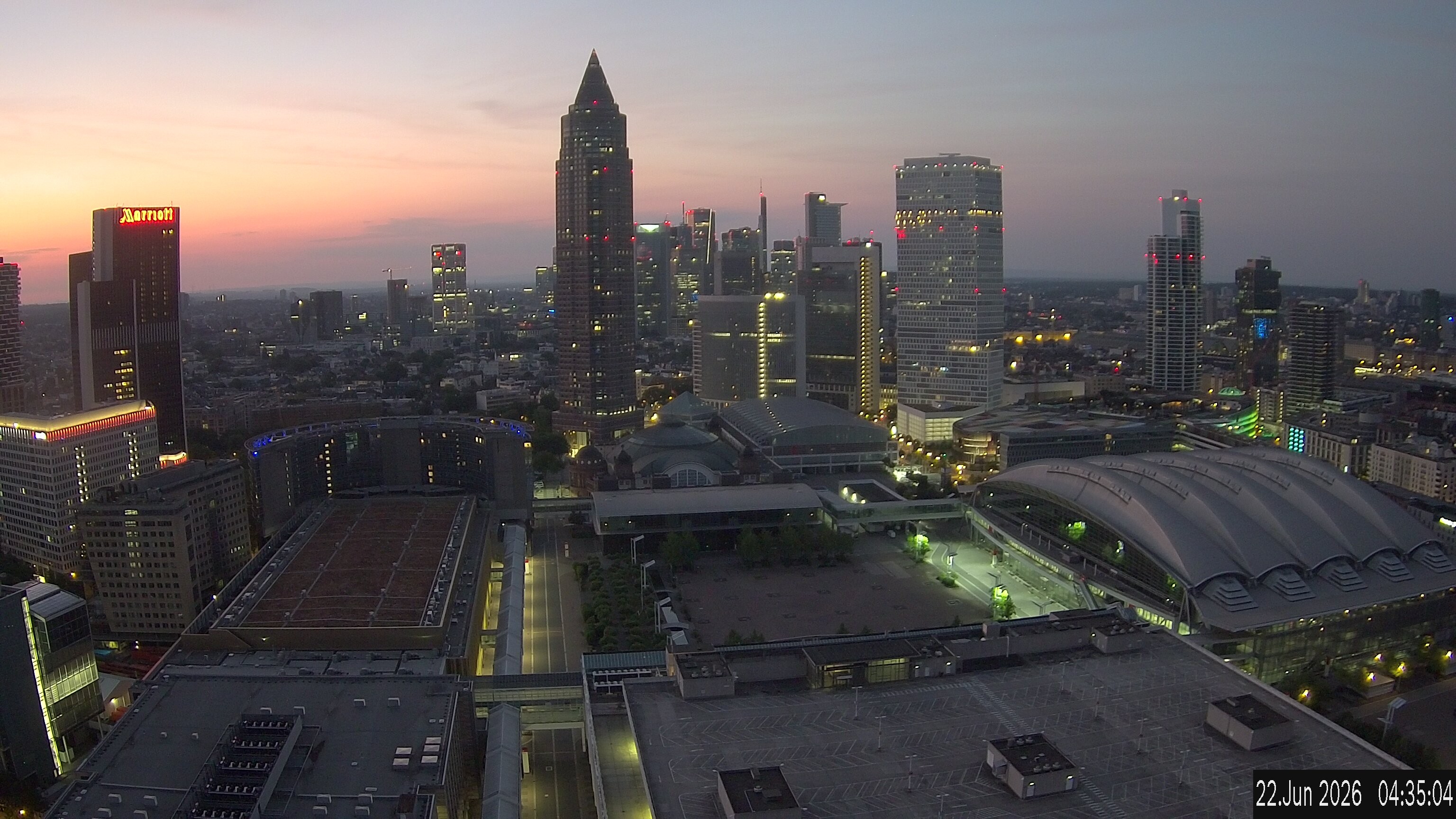 Archiv Foto Webcam Blick von Frankfurter Messe auf die Skyline