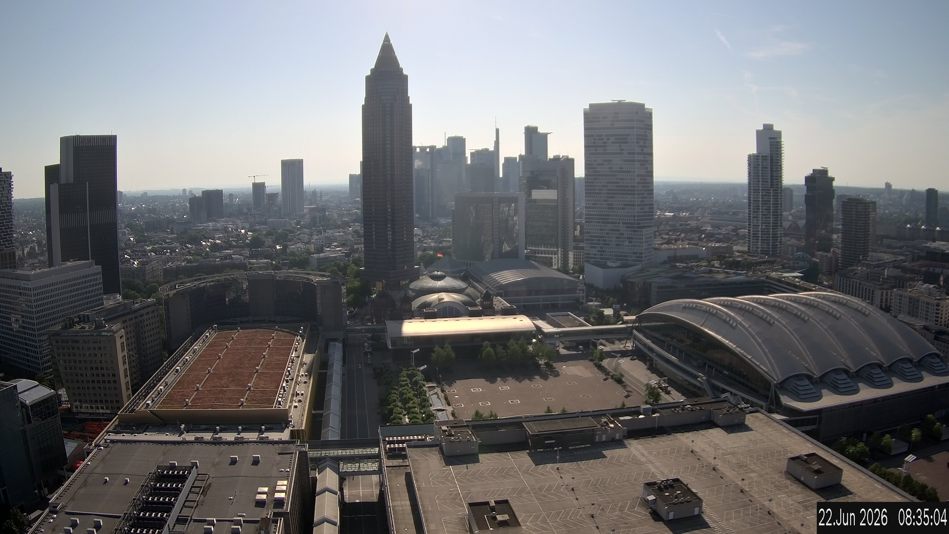 Archiv Foto Webcam Blick von Frankfurter Messe auf die Skyline