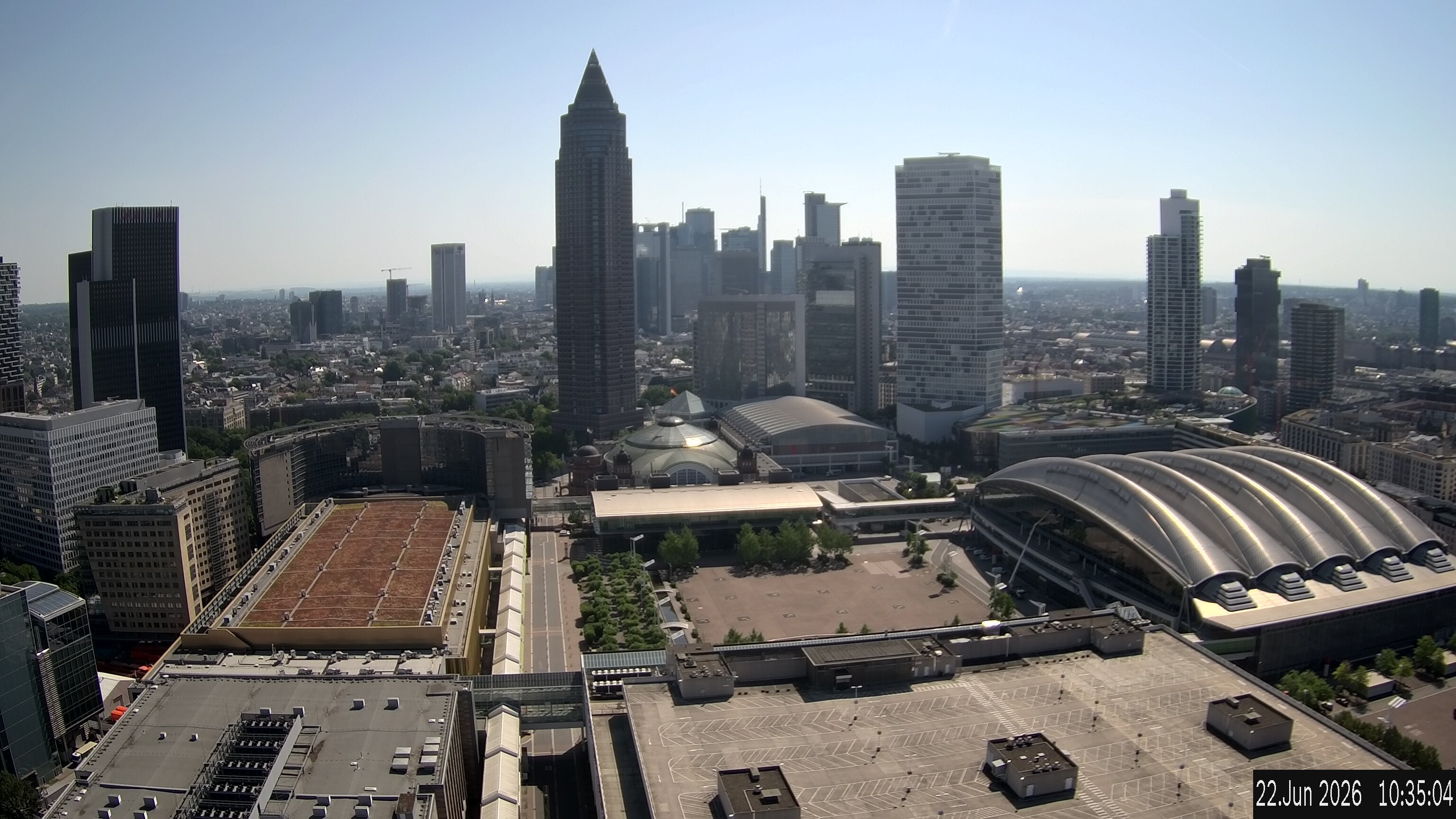 Archiv Foto Webcam Blick von Frankfurter Messe auf die Skyline