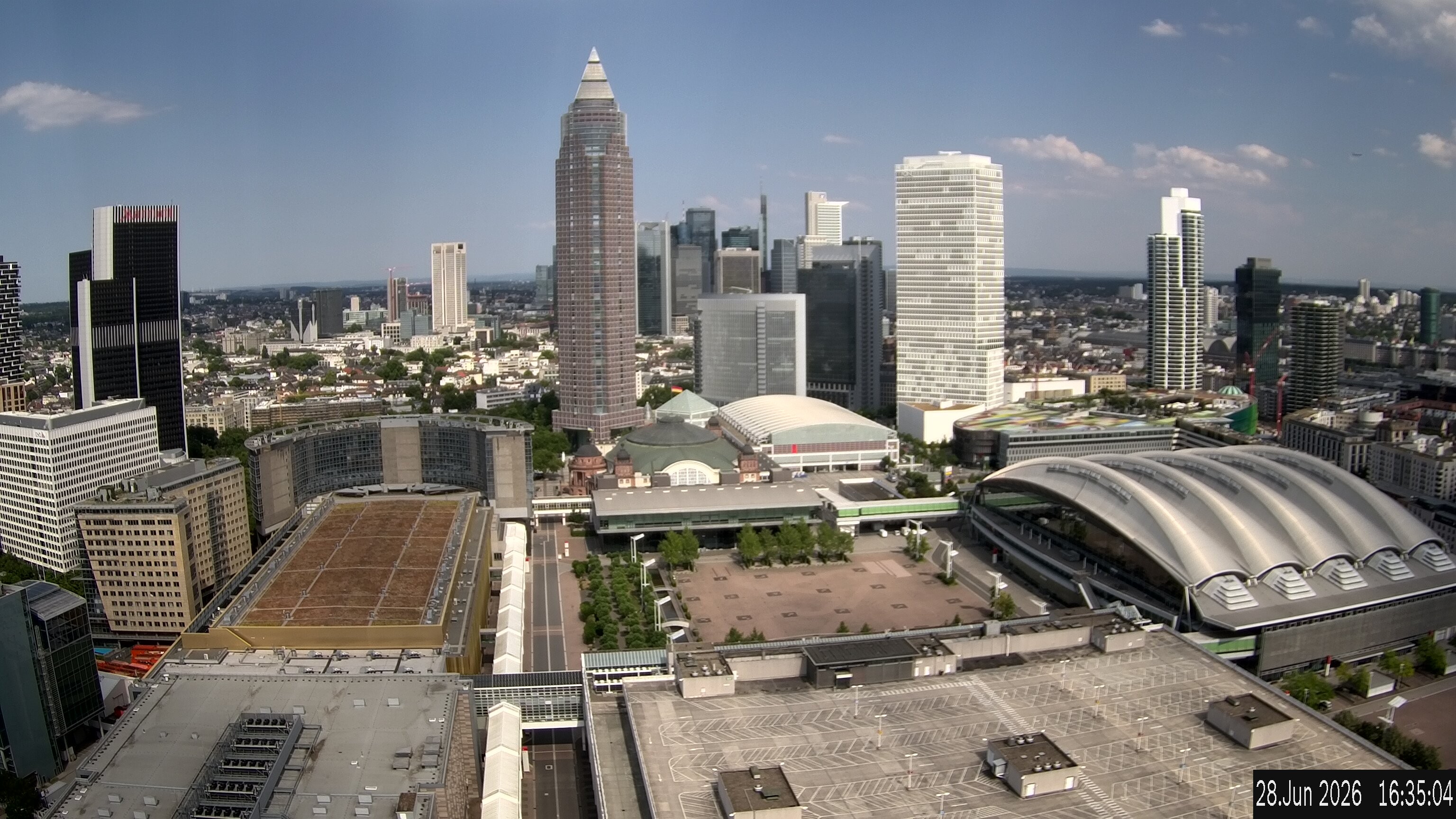 Archiv Foto Webcam Blick von Frankfurter Messe auf die Skyline