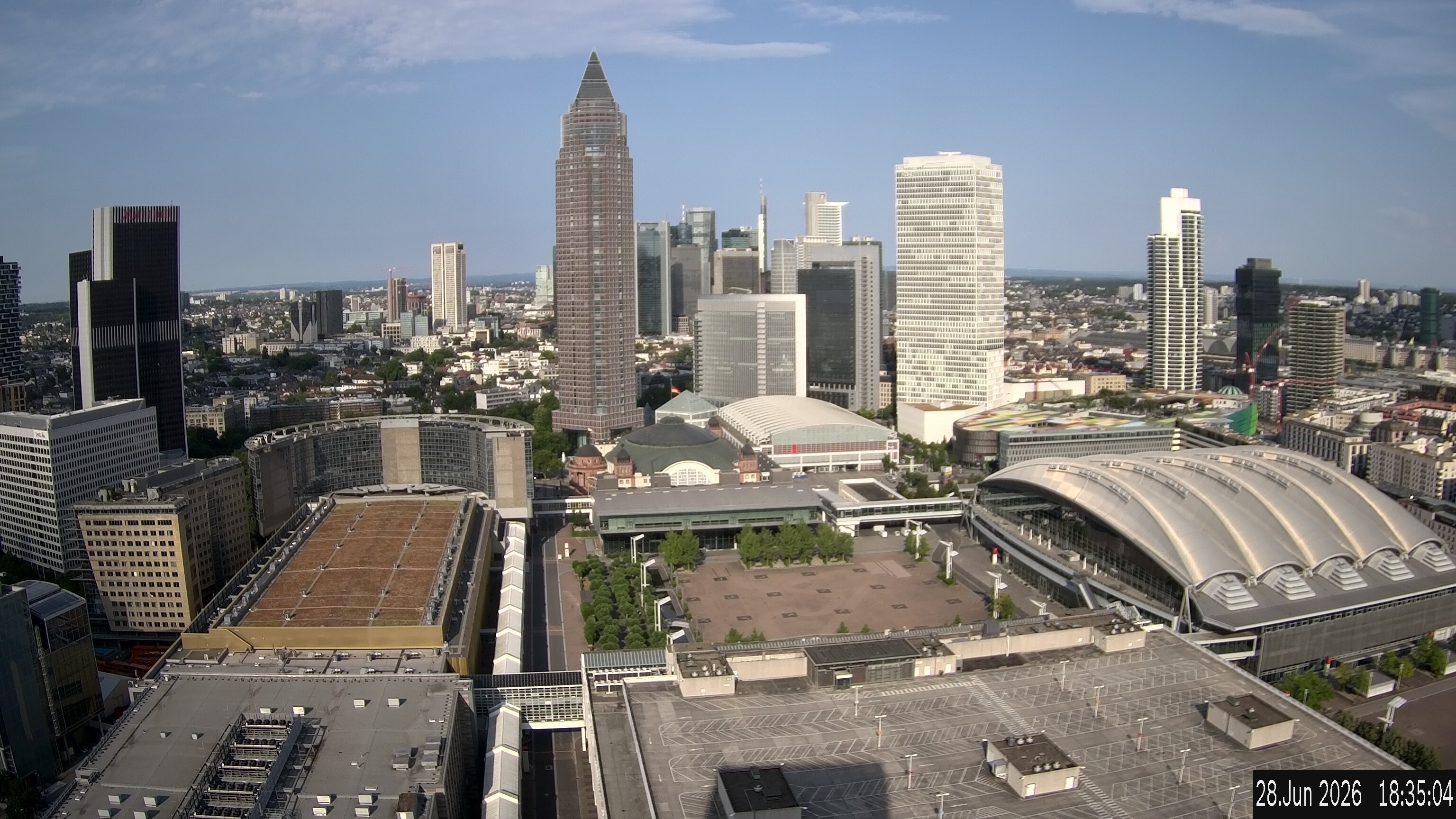 Archiv Foto Webcam Blick von Frankfurter Messe auf die Skyline