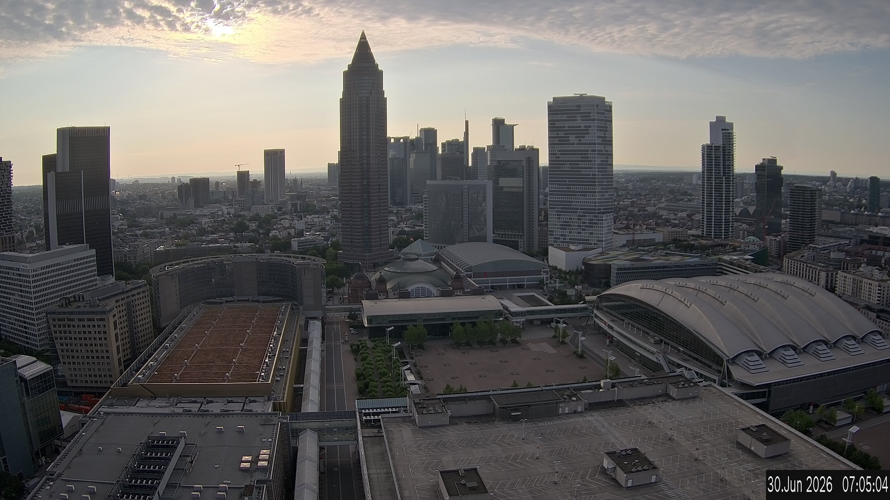 Archiv Foto Webcam Blick von Frankfurter Messe auf die Skyline