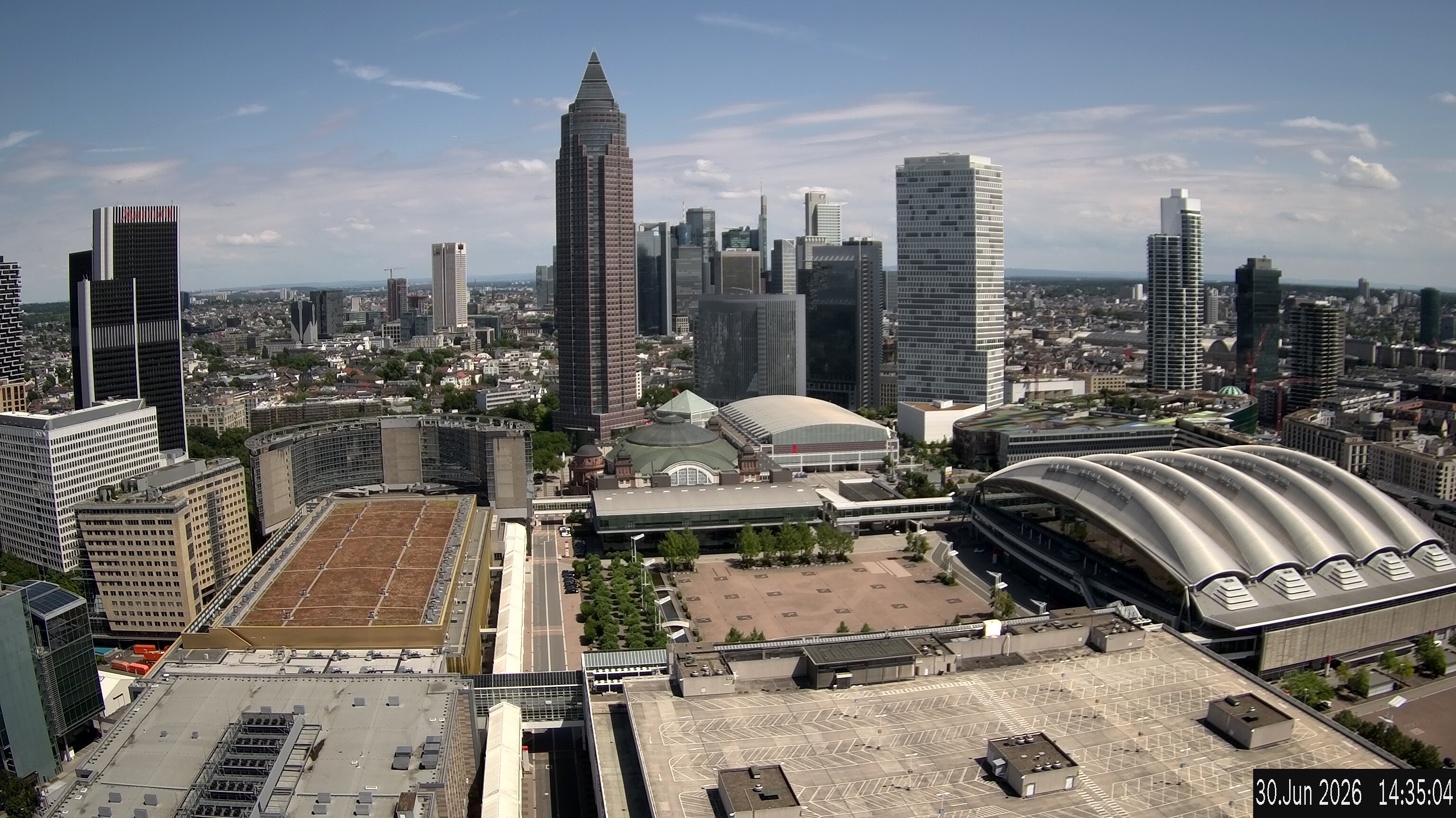 Archiv Foto Webcam Blick von Frankfurter Messe auf die Skyline