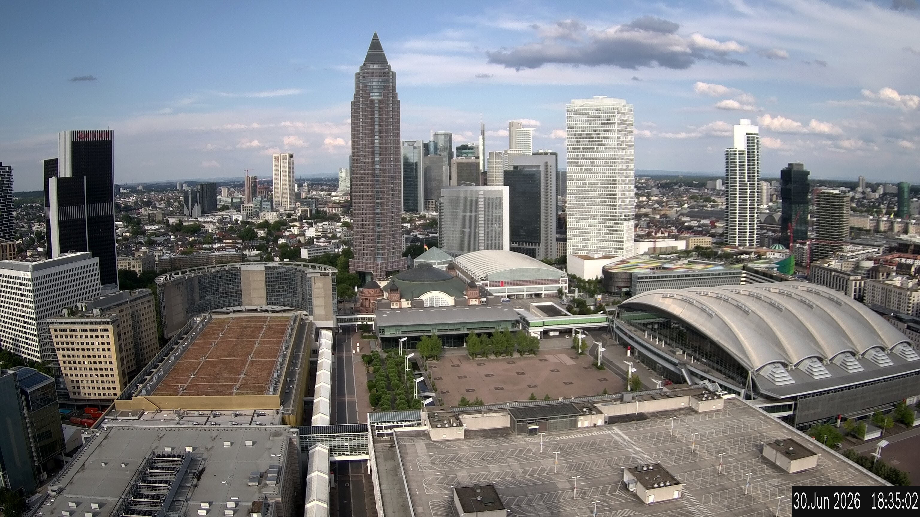 Archiv Foto Webcam Blick von Frankfurter Messe auf die Skyline