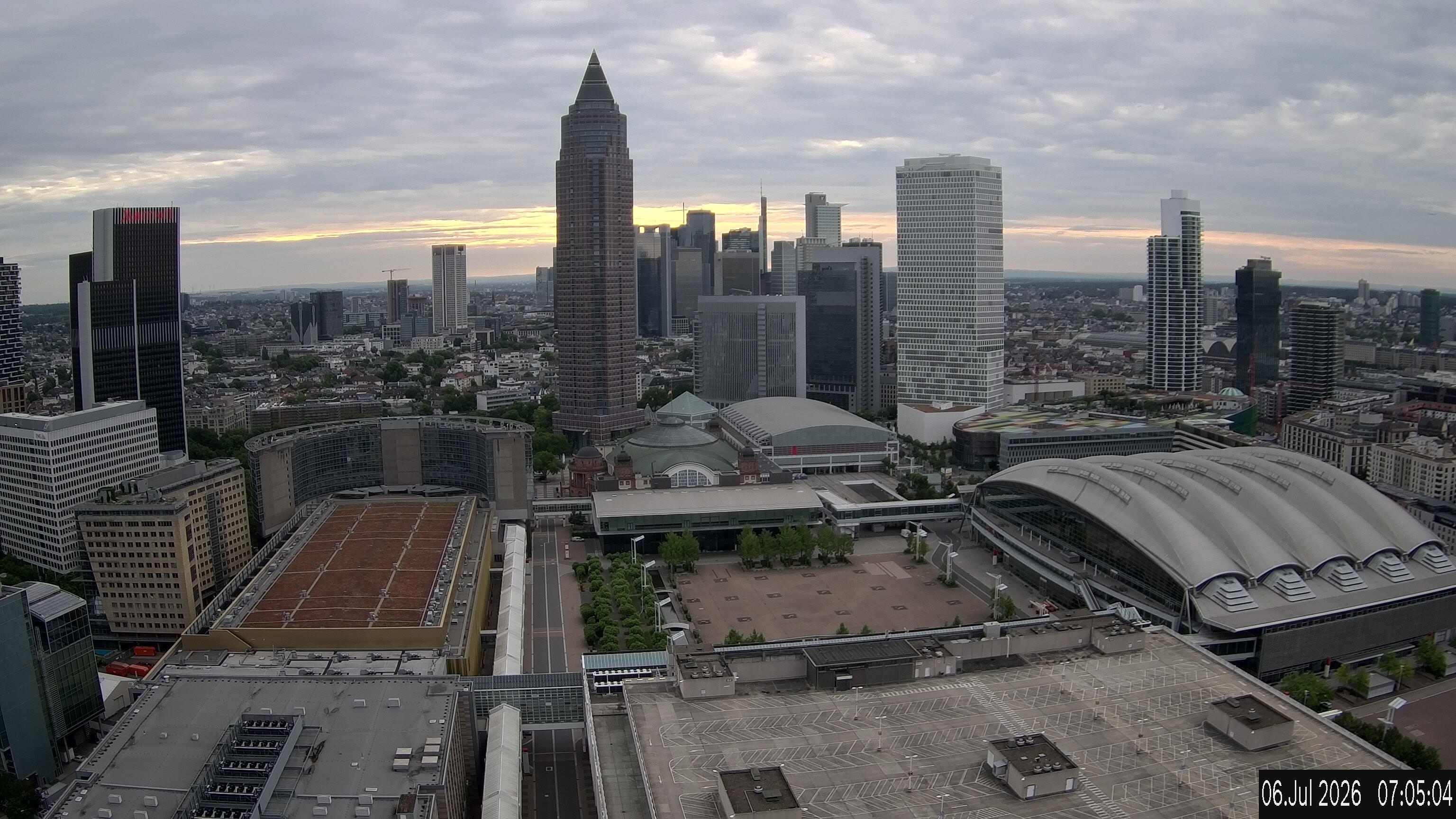 Archiv Foto Webcam Blick von Frankfurter Messe auf die Skyline