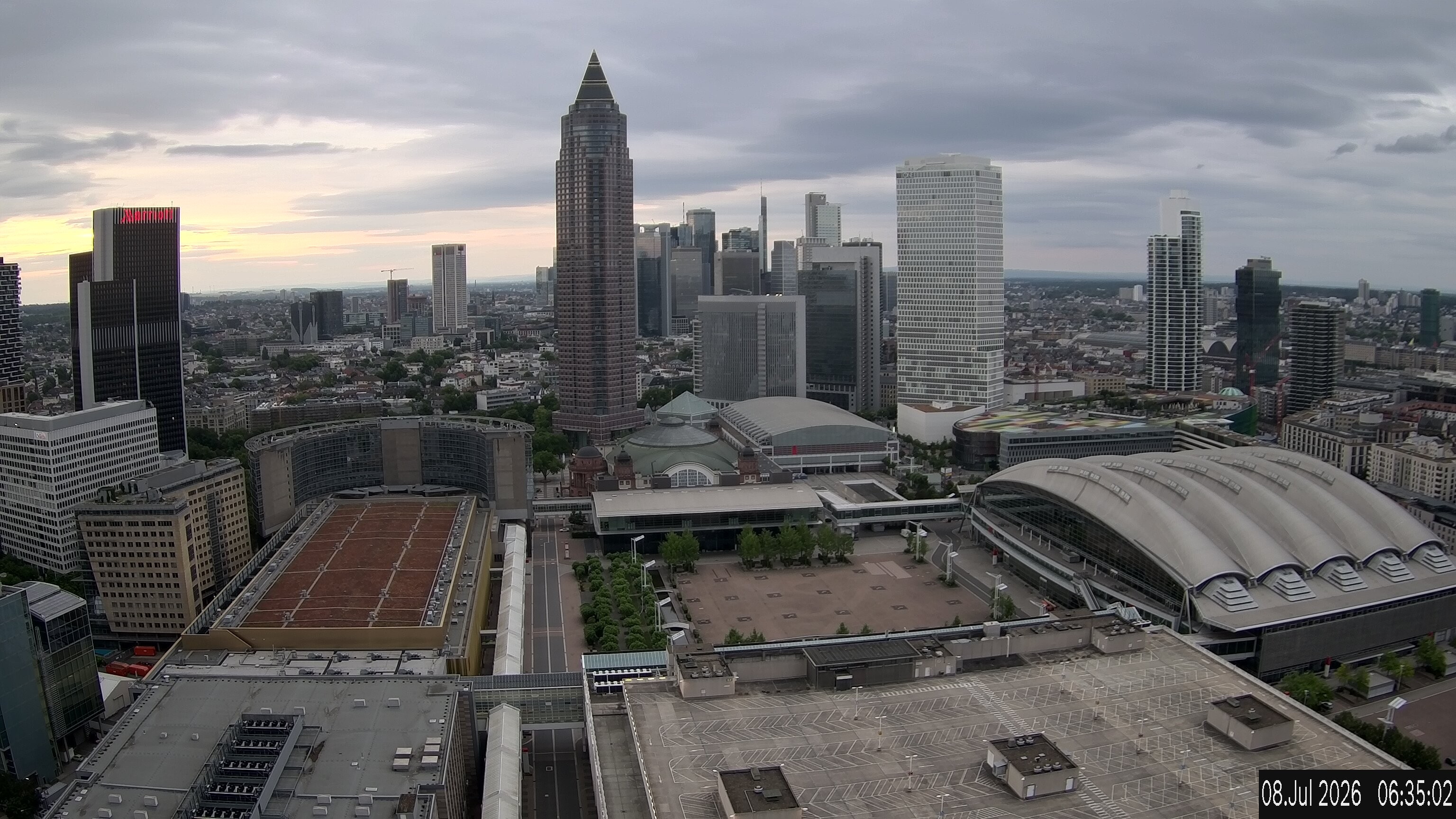 Archiv Foto Webcam Blick von Frankfurter Messe auf die Skyline