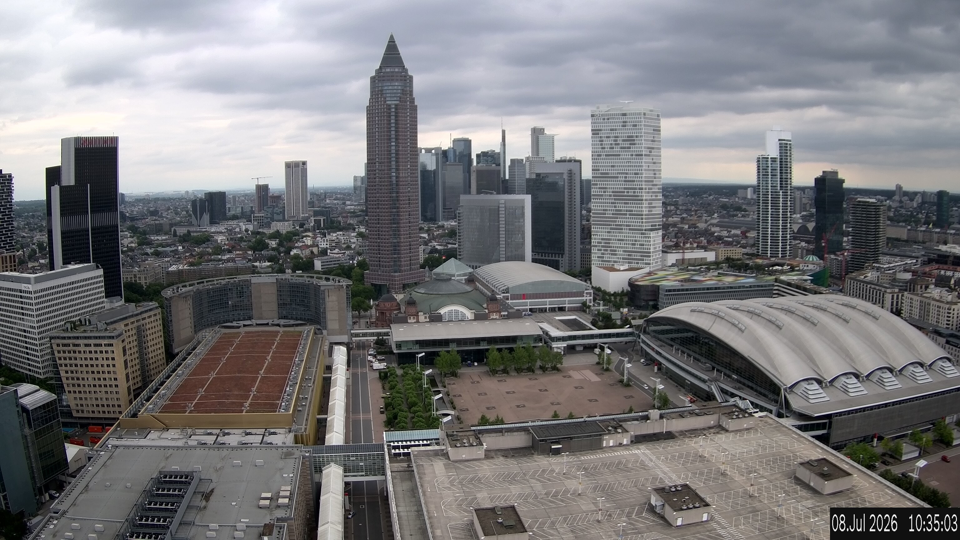 Archiv Foto Webcam Blick von Frankfurter Messe auf die Skyline