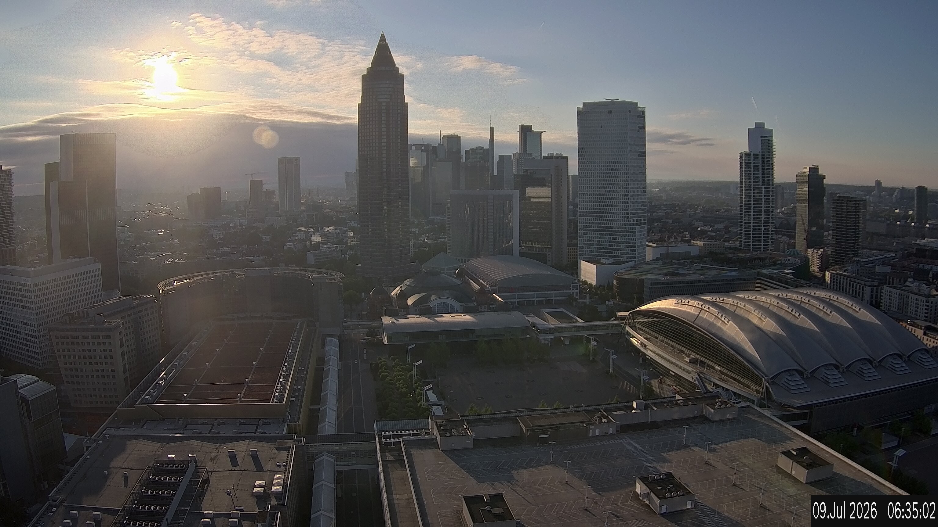 Archiv Foto Webcam Blick von Frankfurter Messe auf die Skyline