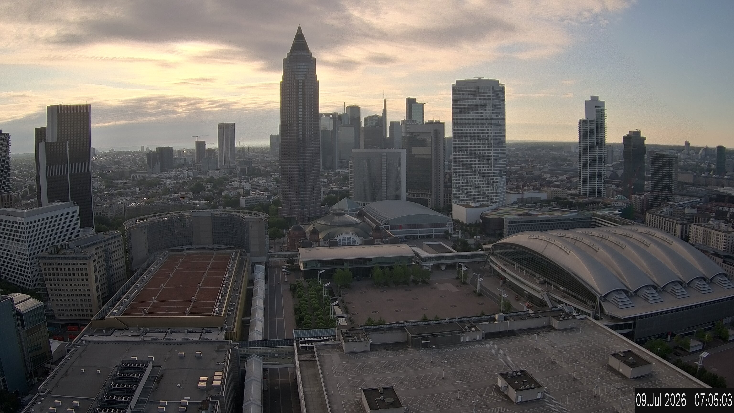 Archiv Foto Webcam Blick von Frankfurter Messe auf die Skyline