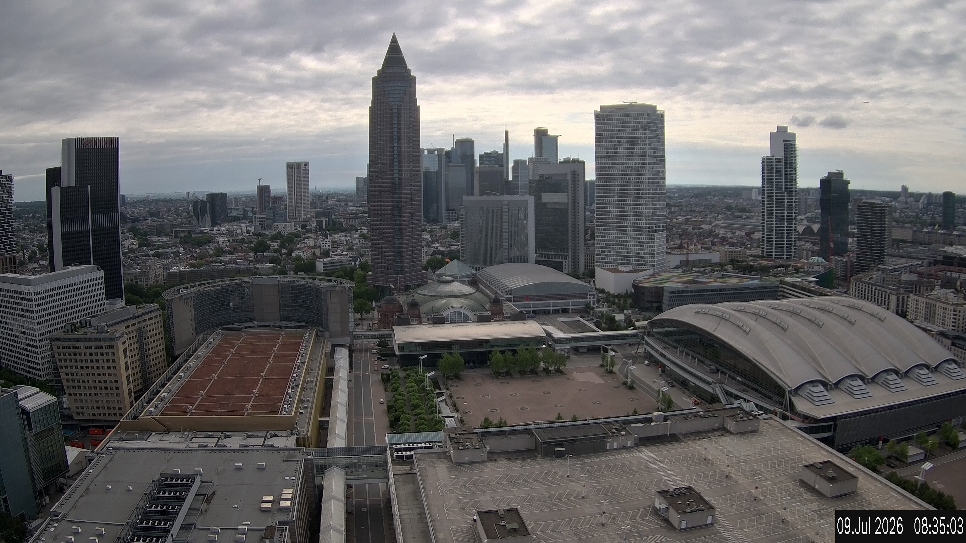 Archiv Foto Webcam Blick von Frankfurter Messe auf die Skyline
