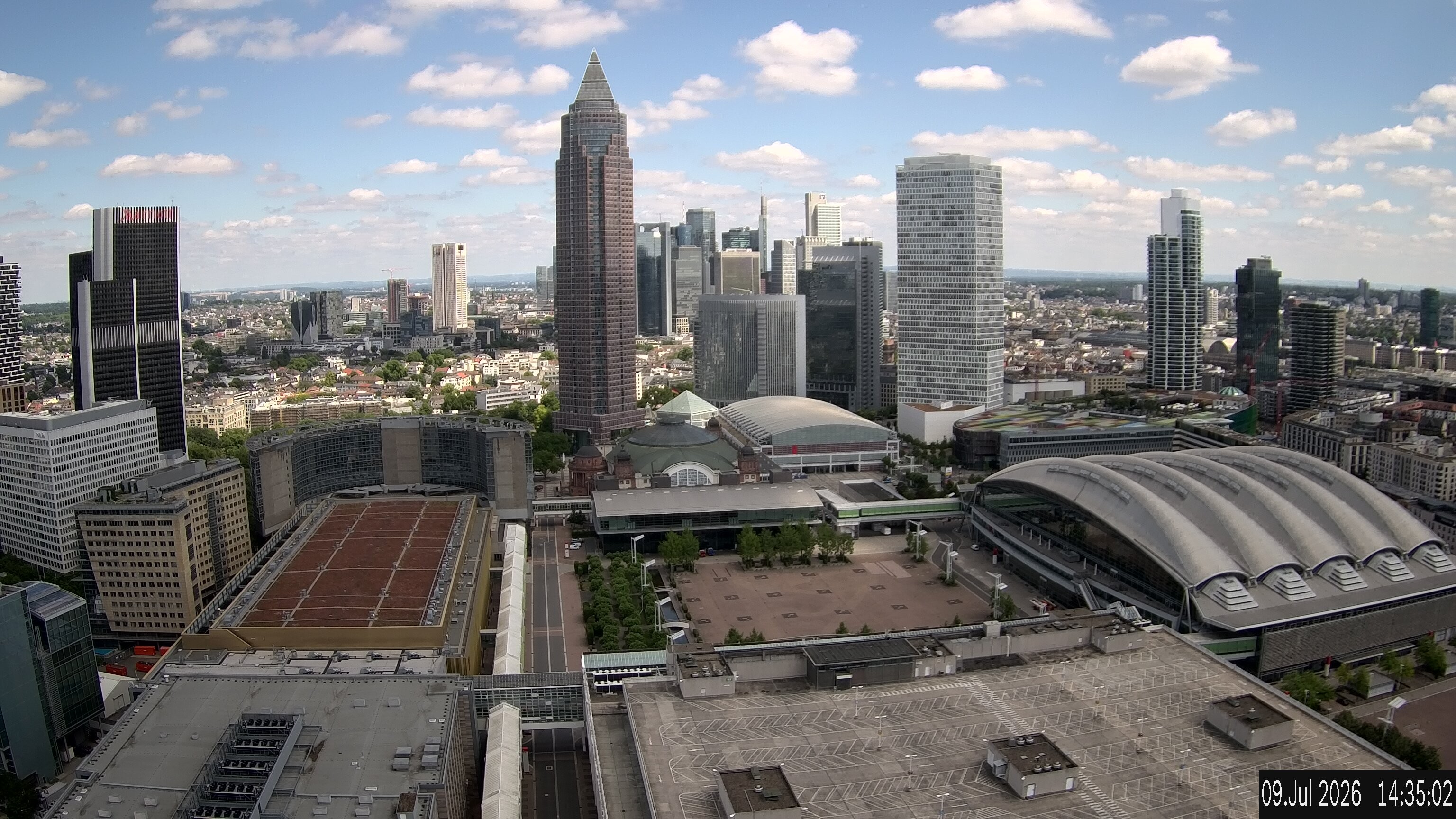 Archiv Foto Webcam Blick von Frankfurter Messe auf die Skyline