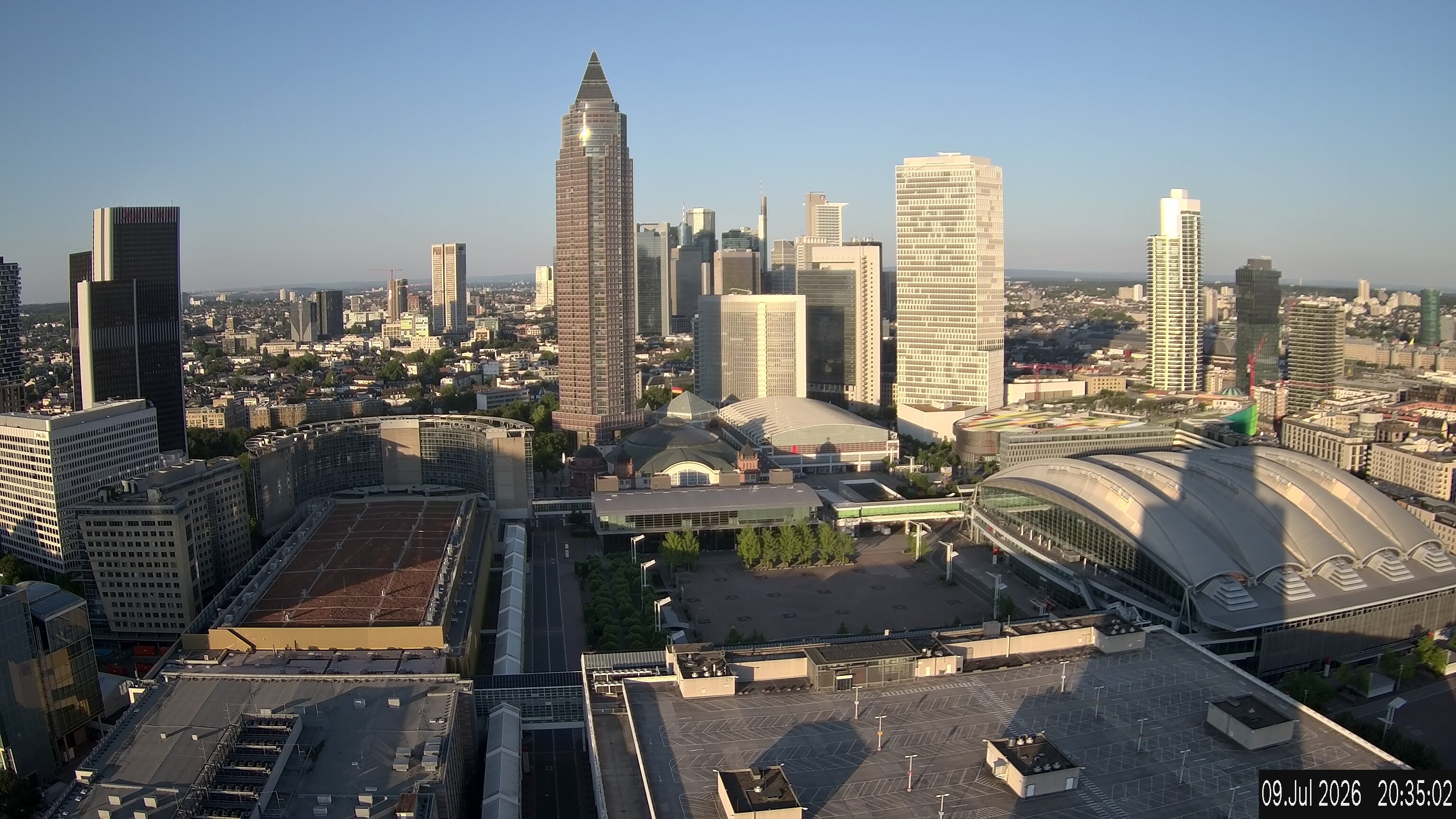 Archiv Foto Webcam Blick von Frankfurter Messe auf die Skyline