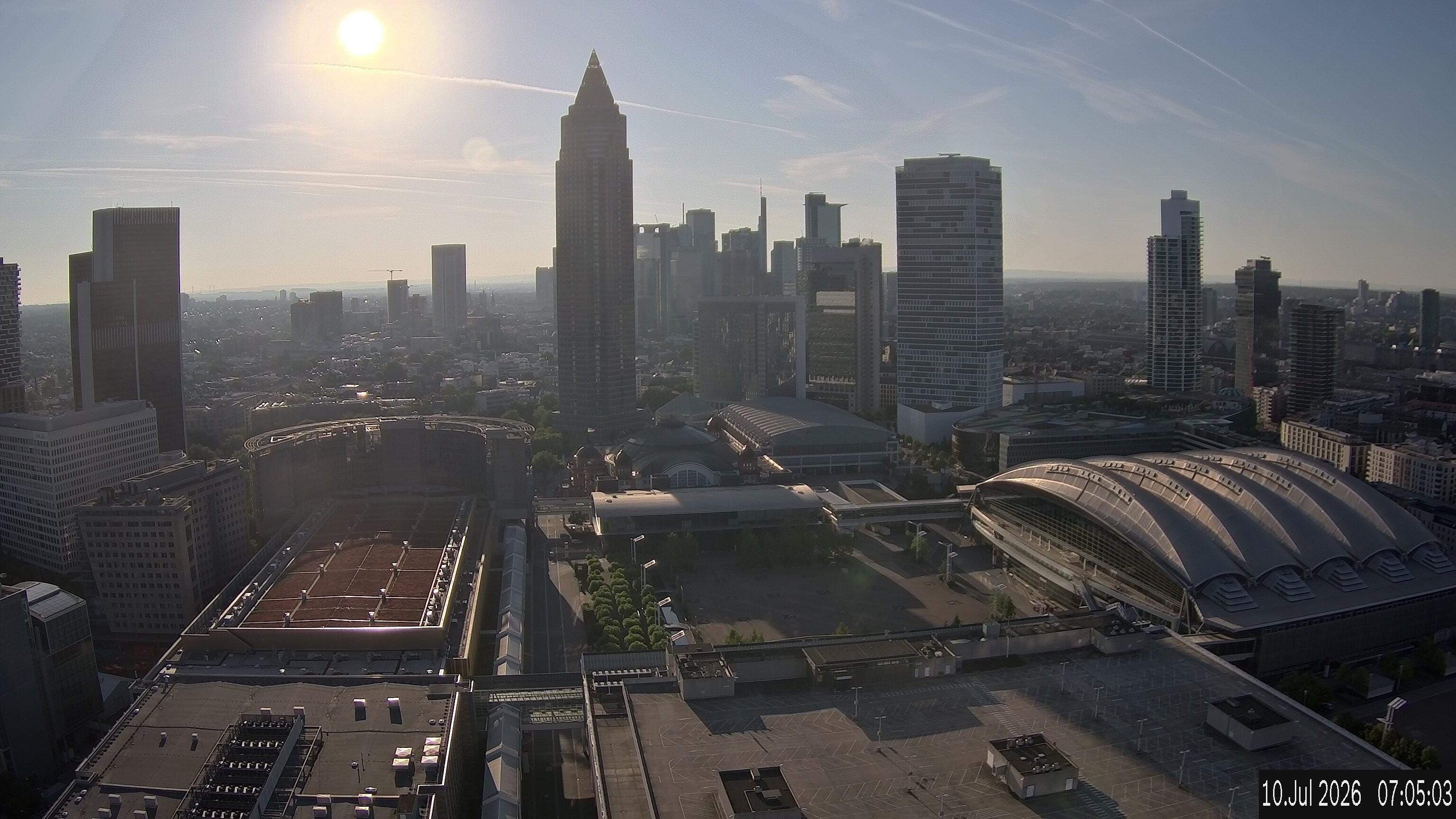 Archiv Foto Webcam Blick von Frankfurter Messe auf die Skyline