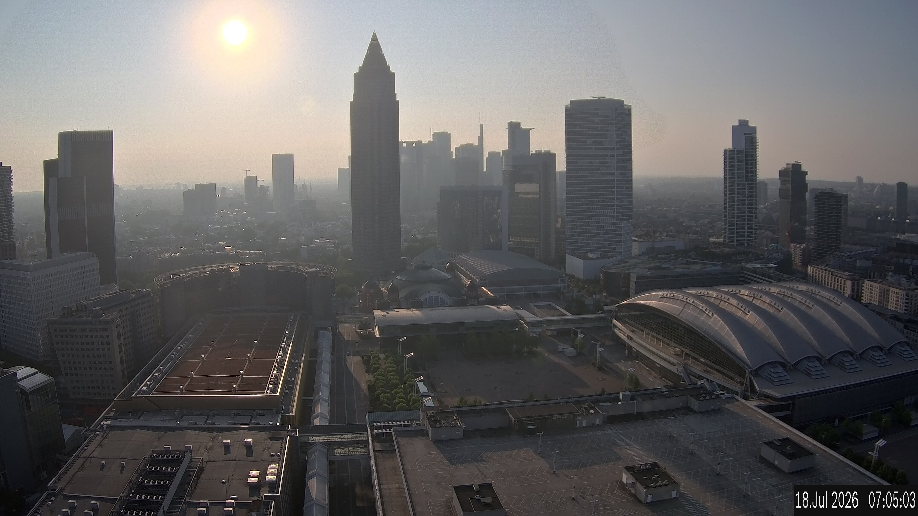 Archiv Foto Webcam Blick von Frankfurter Messe auf die Skyline