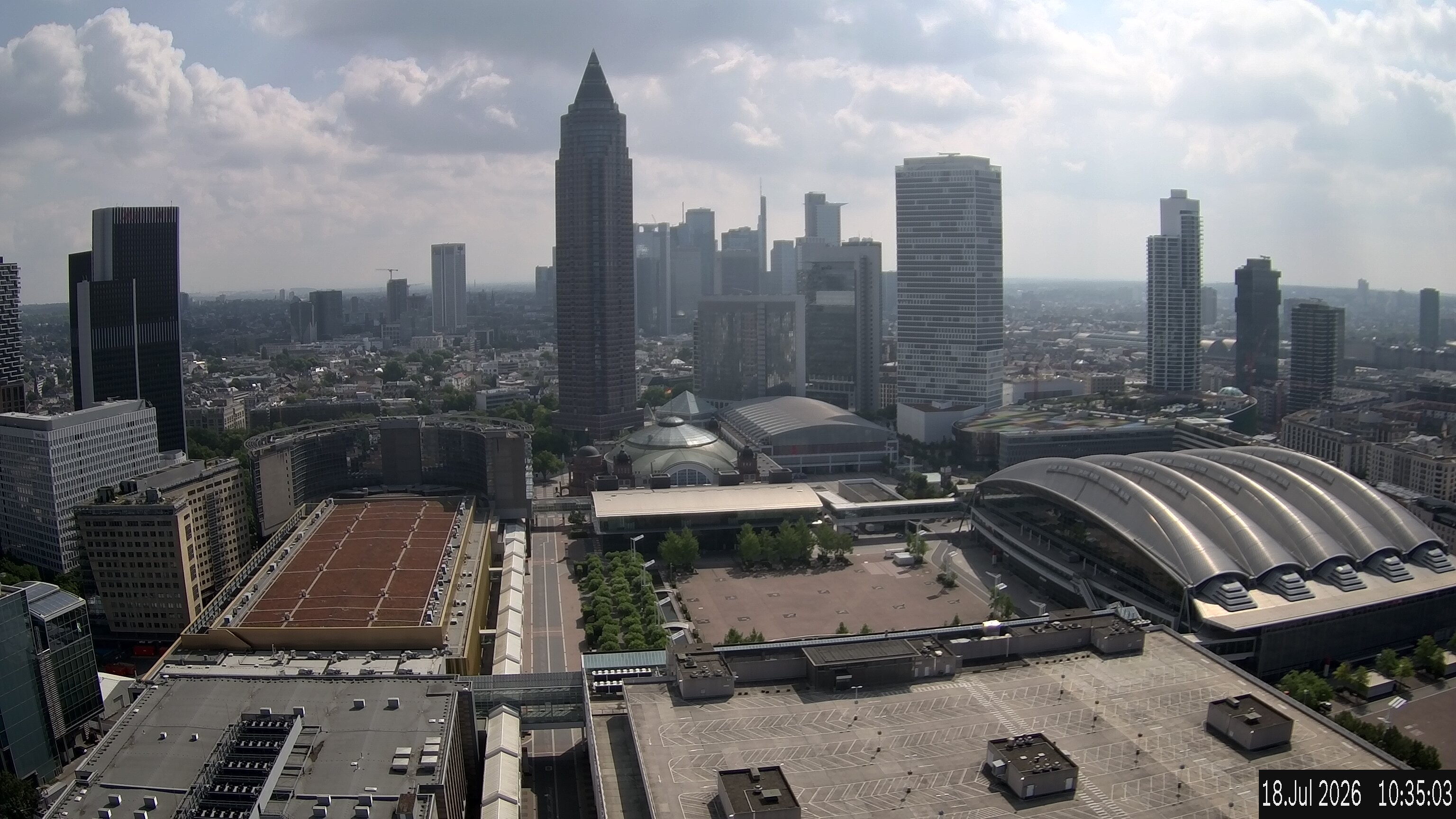 Archiv Foto Webcam Blick von Frankfurter Messe auf die Skyline