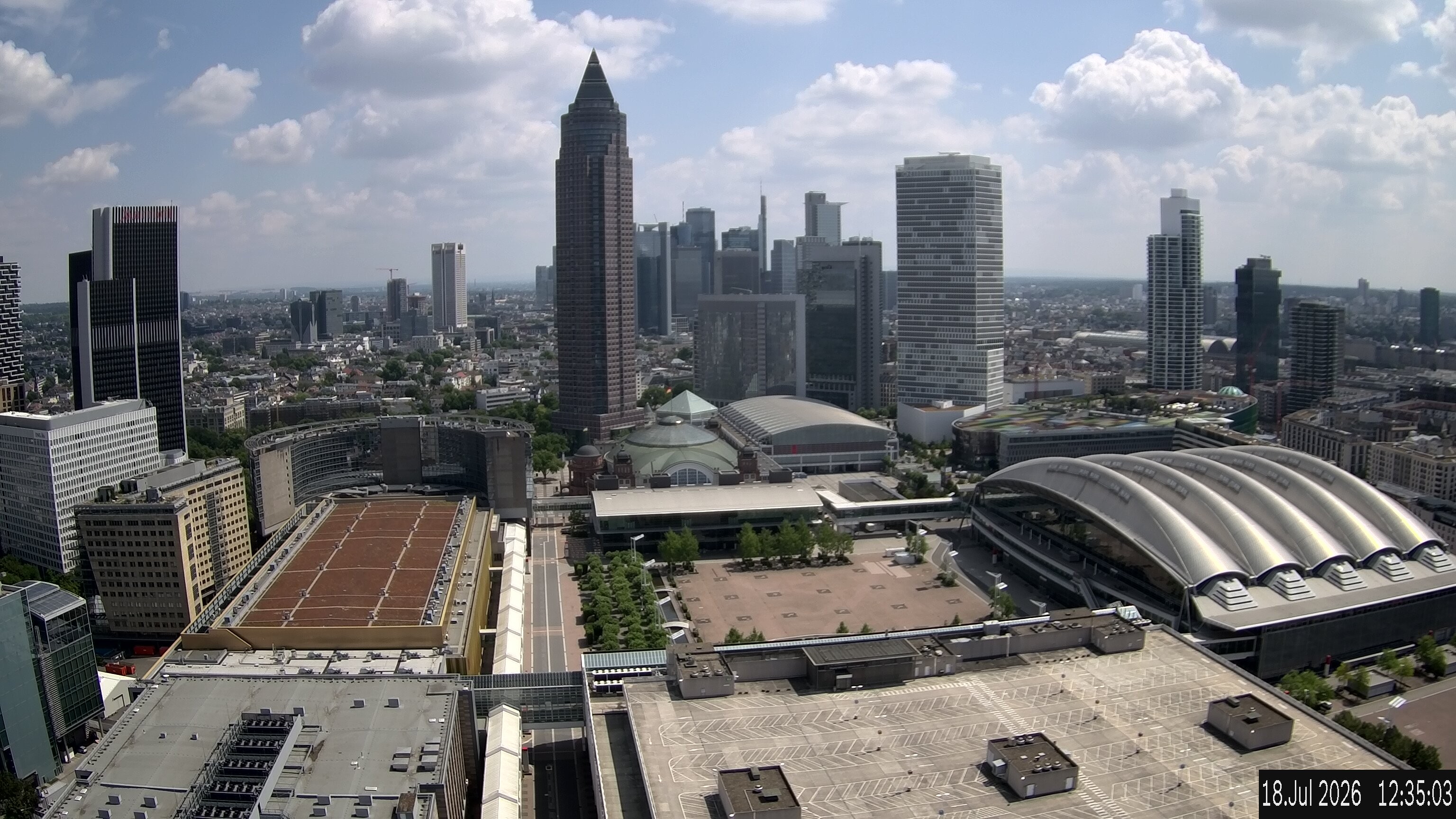 Archiv Foto Webcam Blick von Frankfurter Messe auf die Skyline