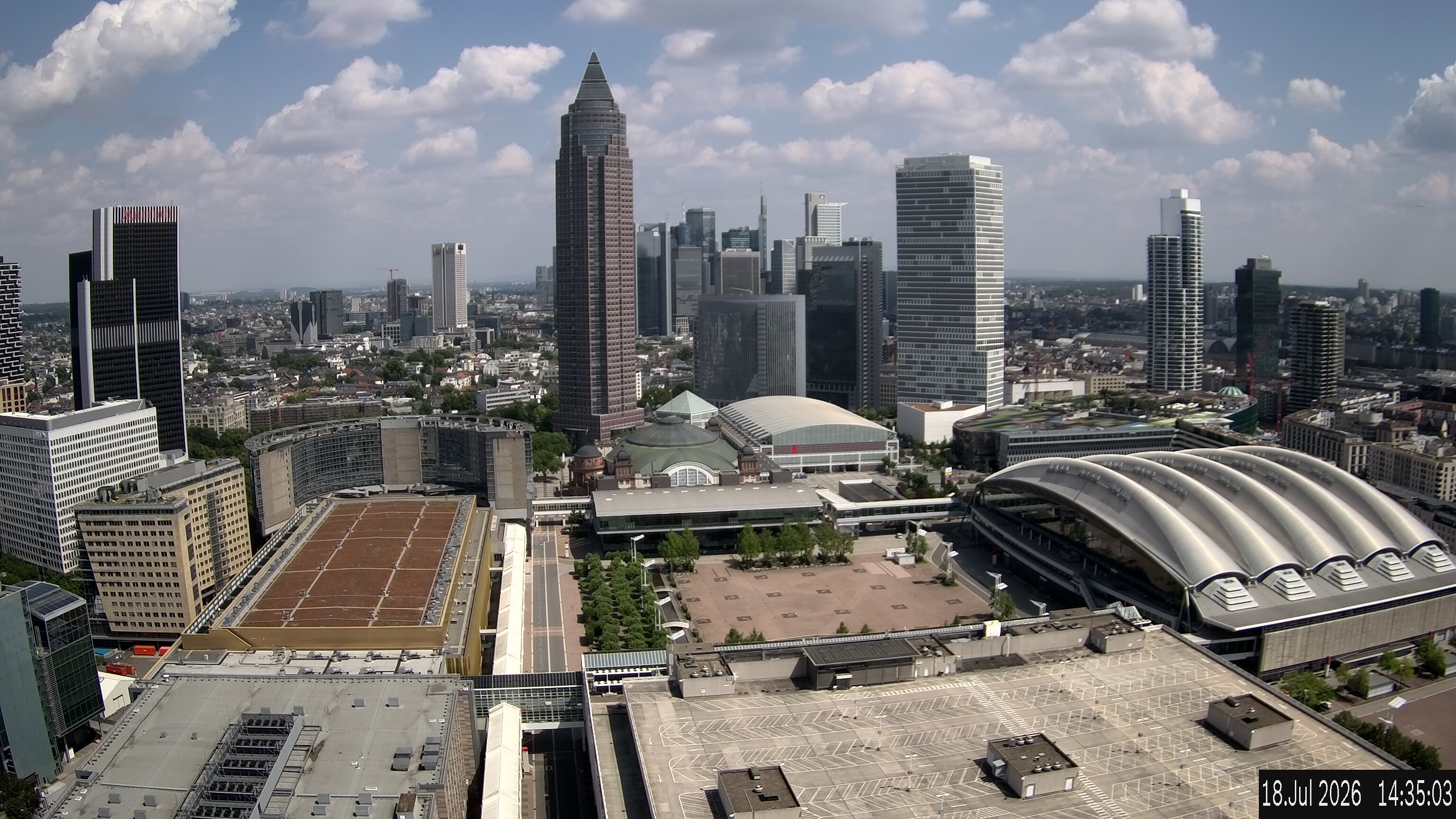 Archiv Foto Webcam Blick von Frankfurter Messe auf die Skyline