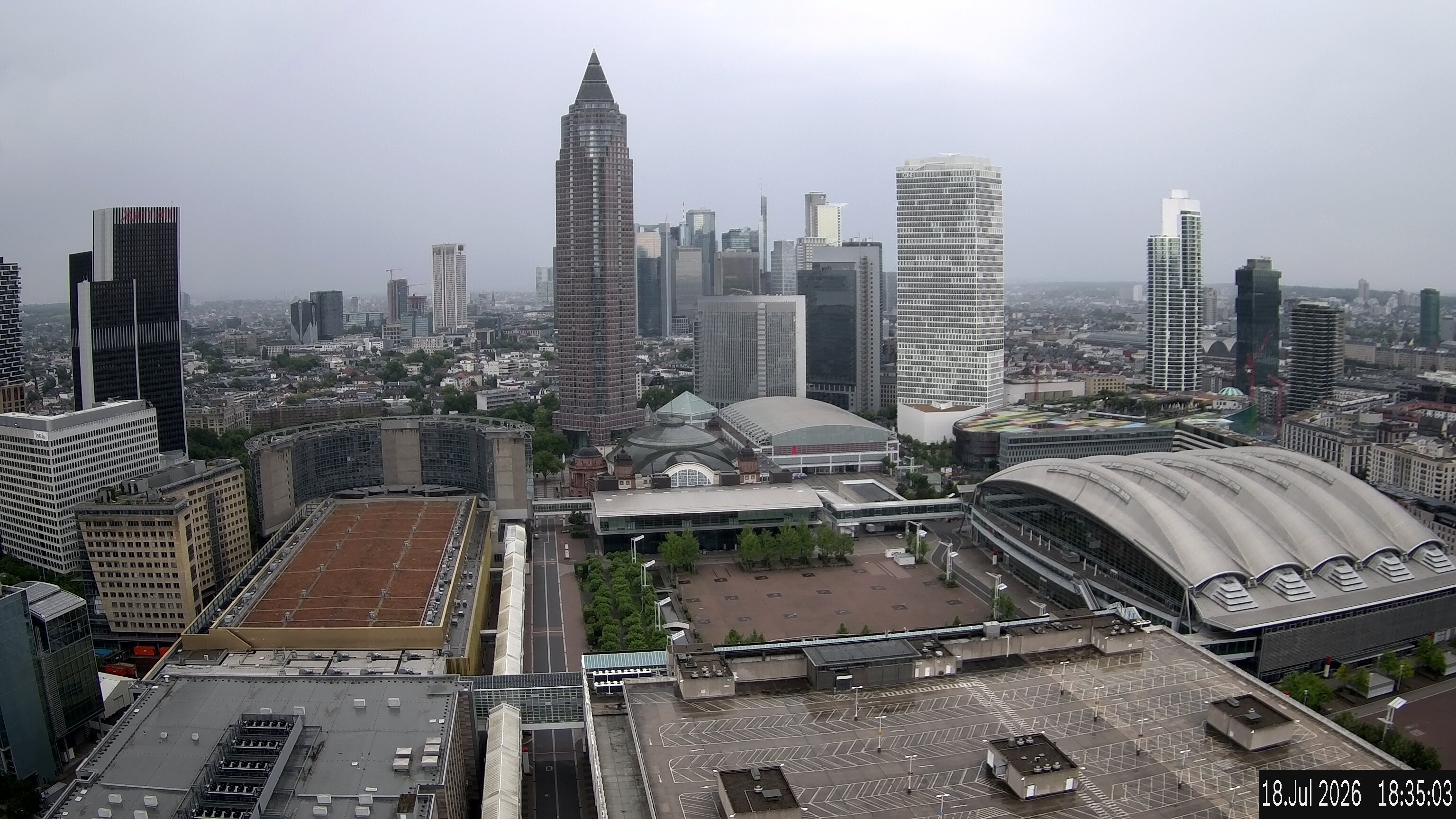 Archiv Foto Webcam Blick von Frankfurter Messe auf die Skyline
