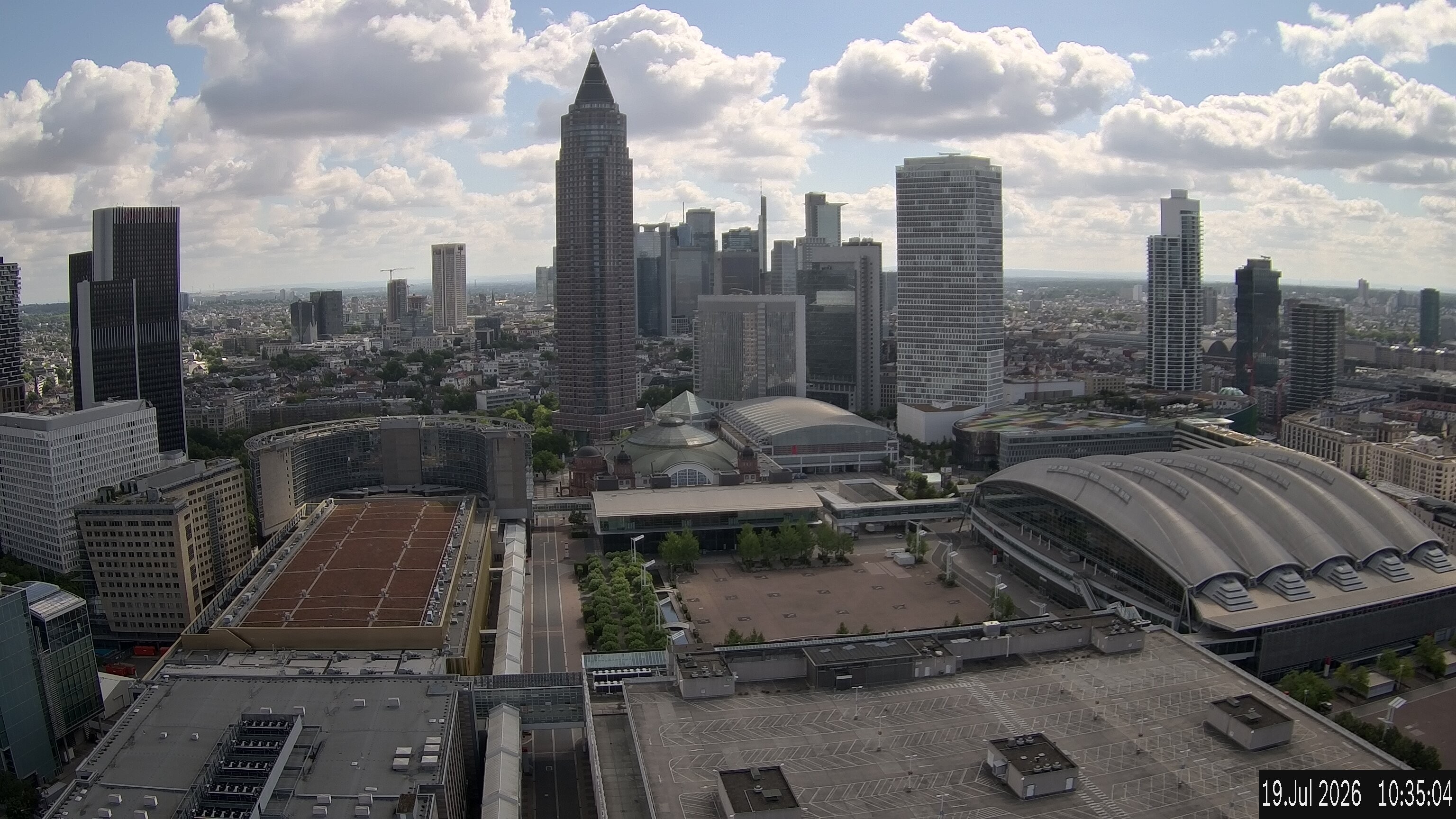 Archiv Foto Webcam Blick von Frankfurter Messe auf die Skyline