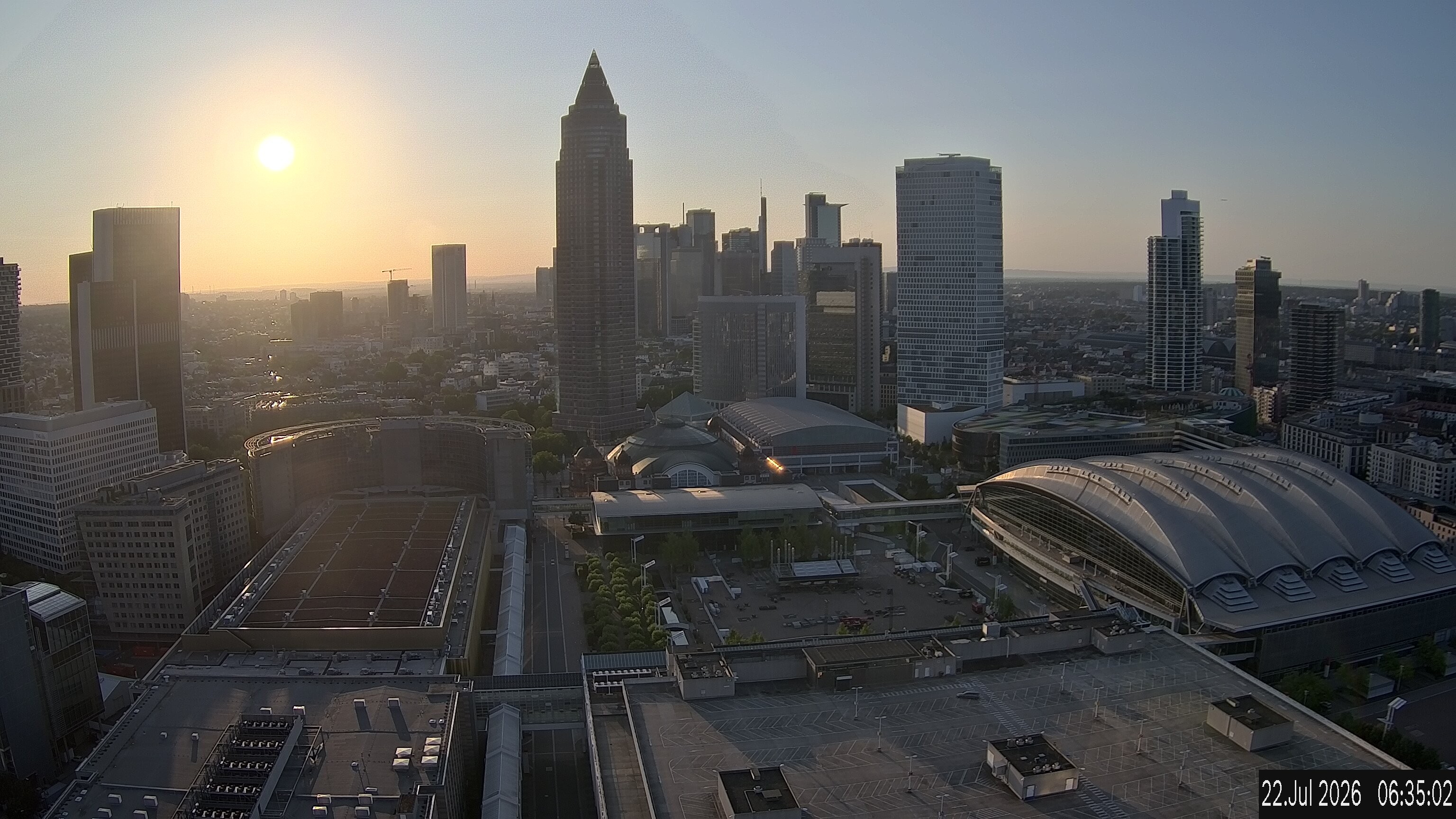Archiv Foto Webcam Blick von Frankfurter Messe auf die Skyline