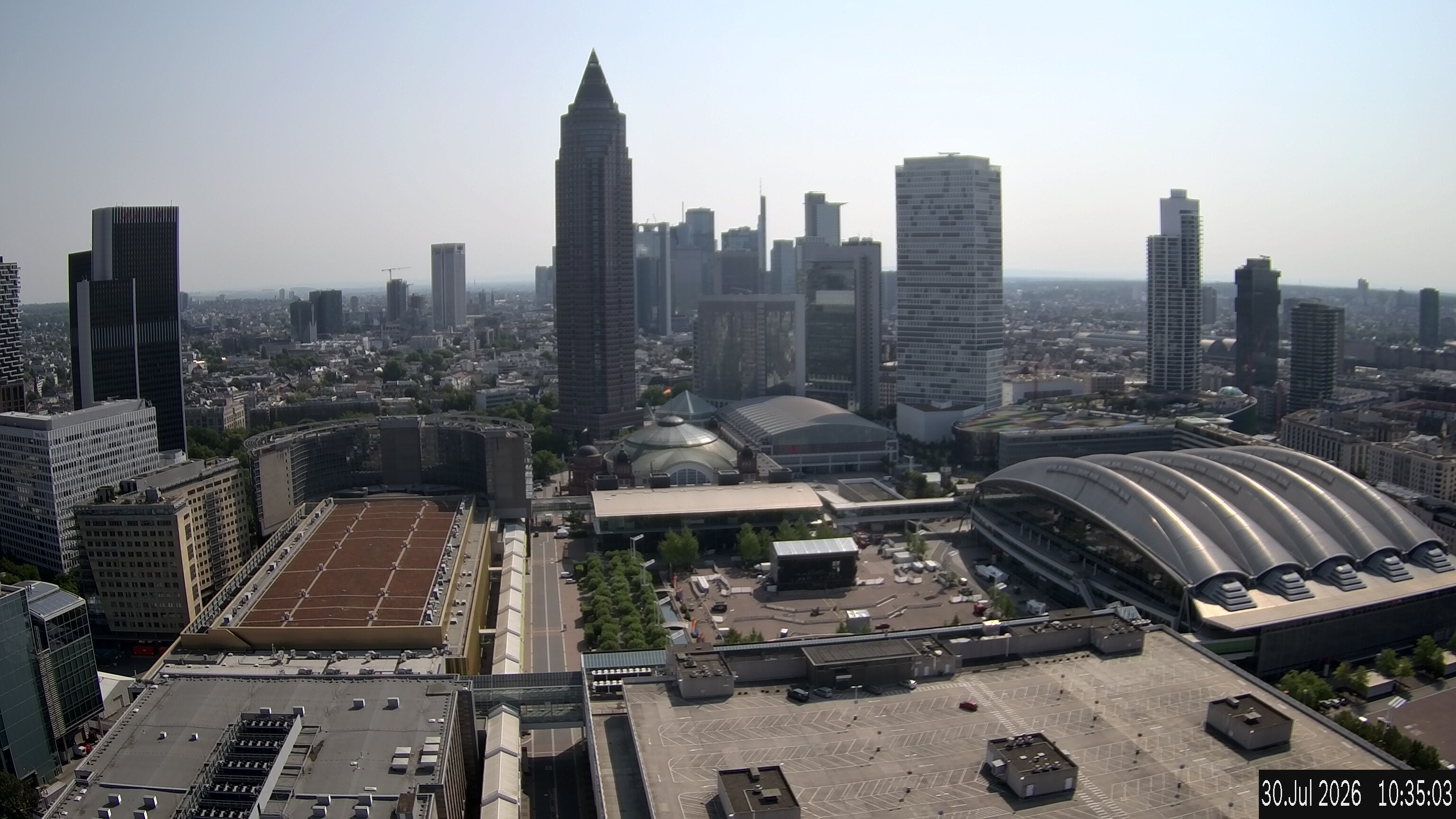 Archiv Foto Webcam Blick von Frankfurter Messe auf die Skyline