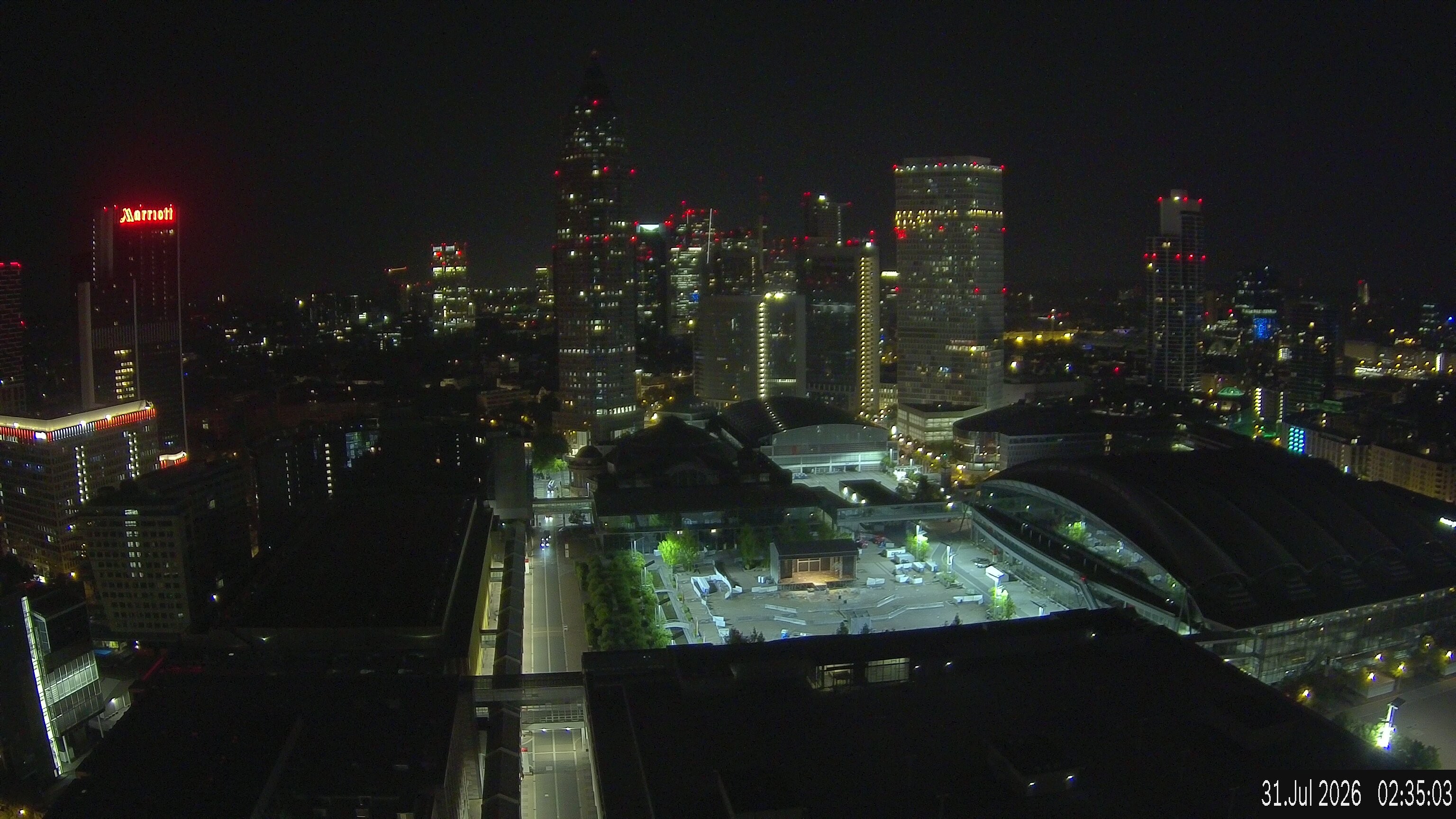 Archiv Foto Webcam Blick von Frankfurter Messe auf die Skyline
