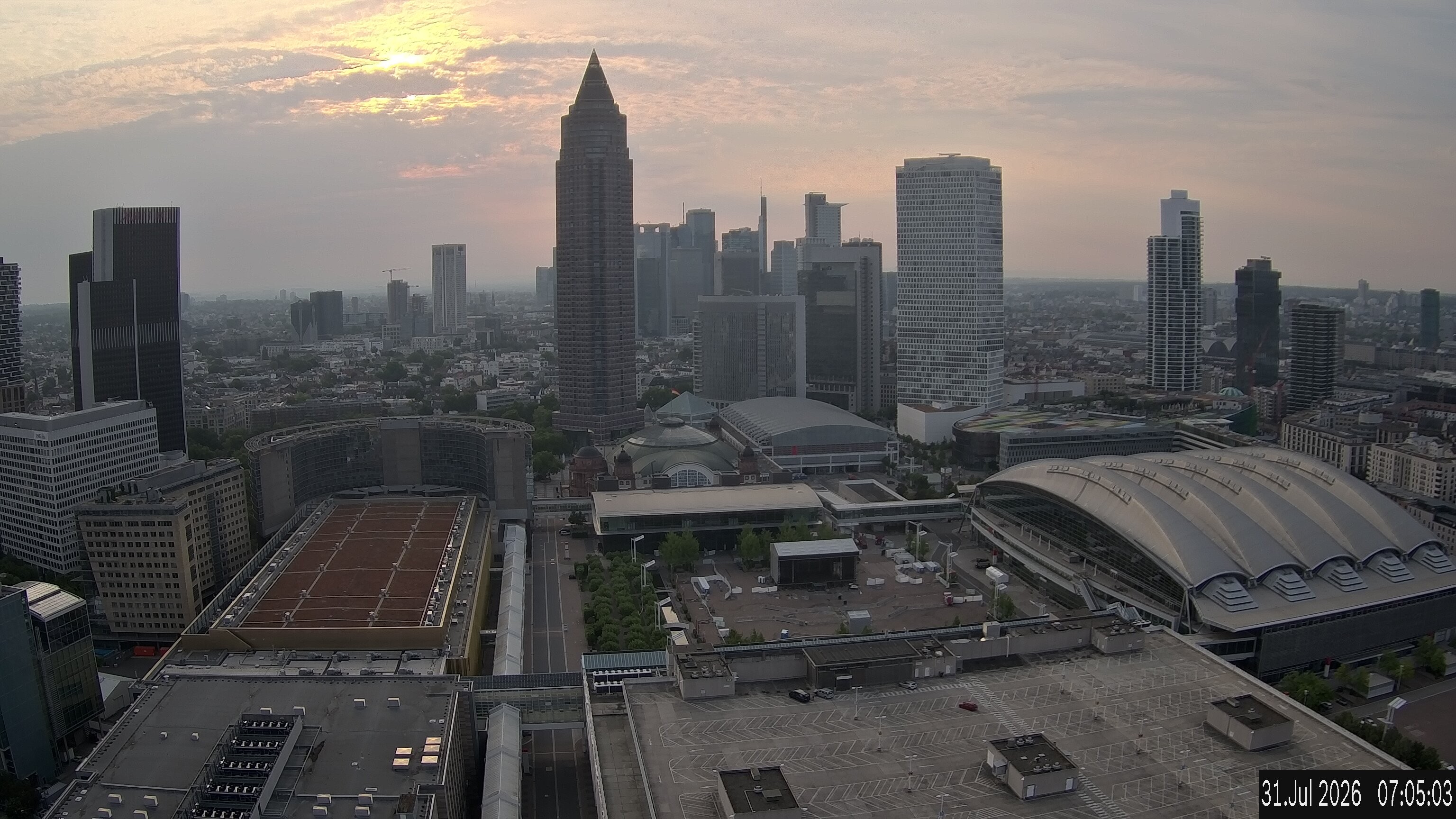 Archiv Foto Webcam Blick von Frankfurter Messe auf die Skyline
