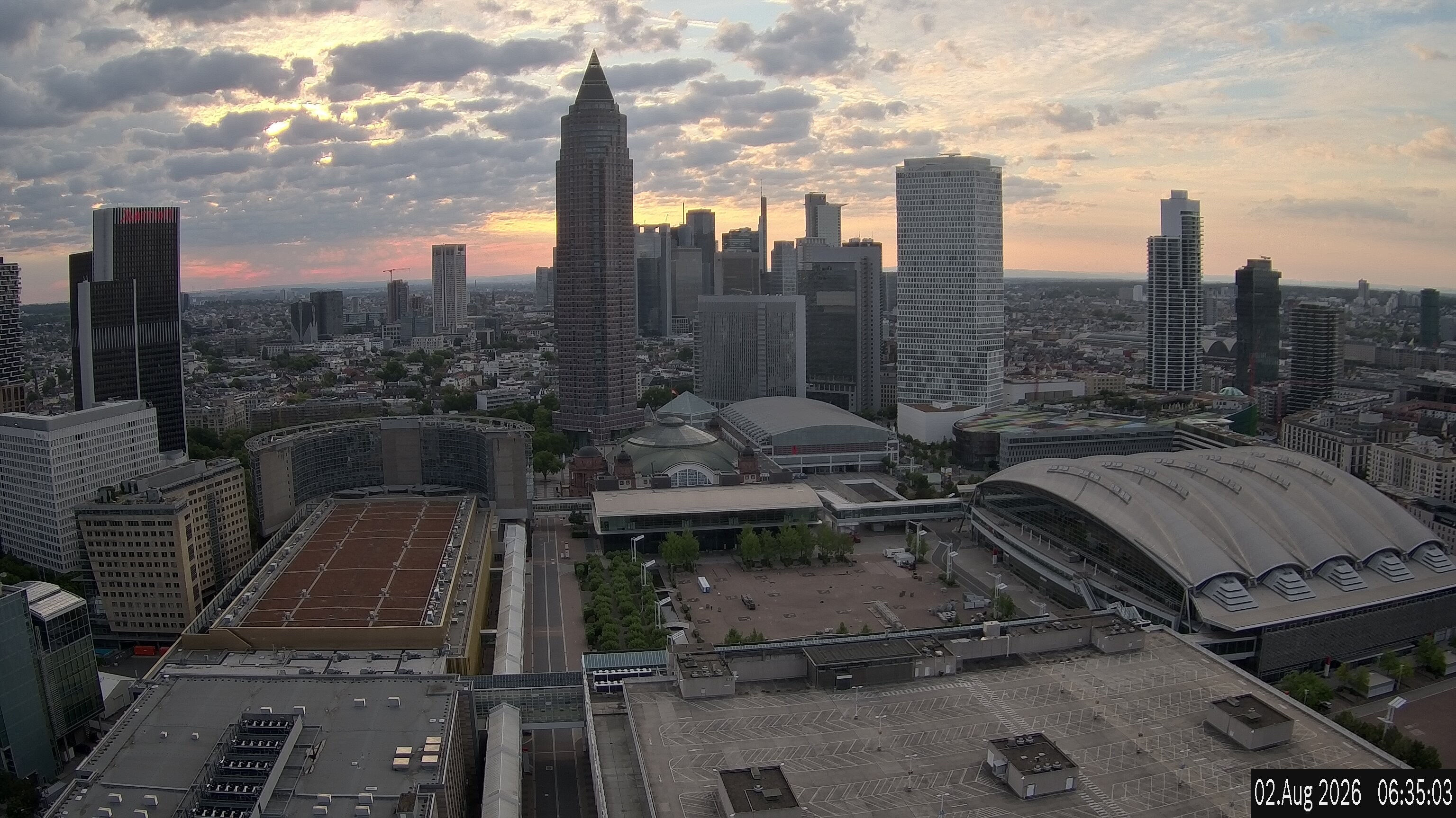 Archiv Foto Webcam Blick von Frankfurter Messe auf die Skyline