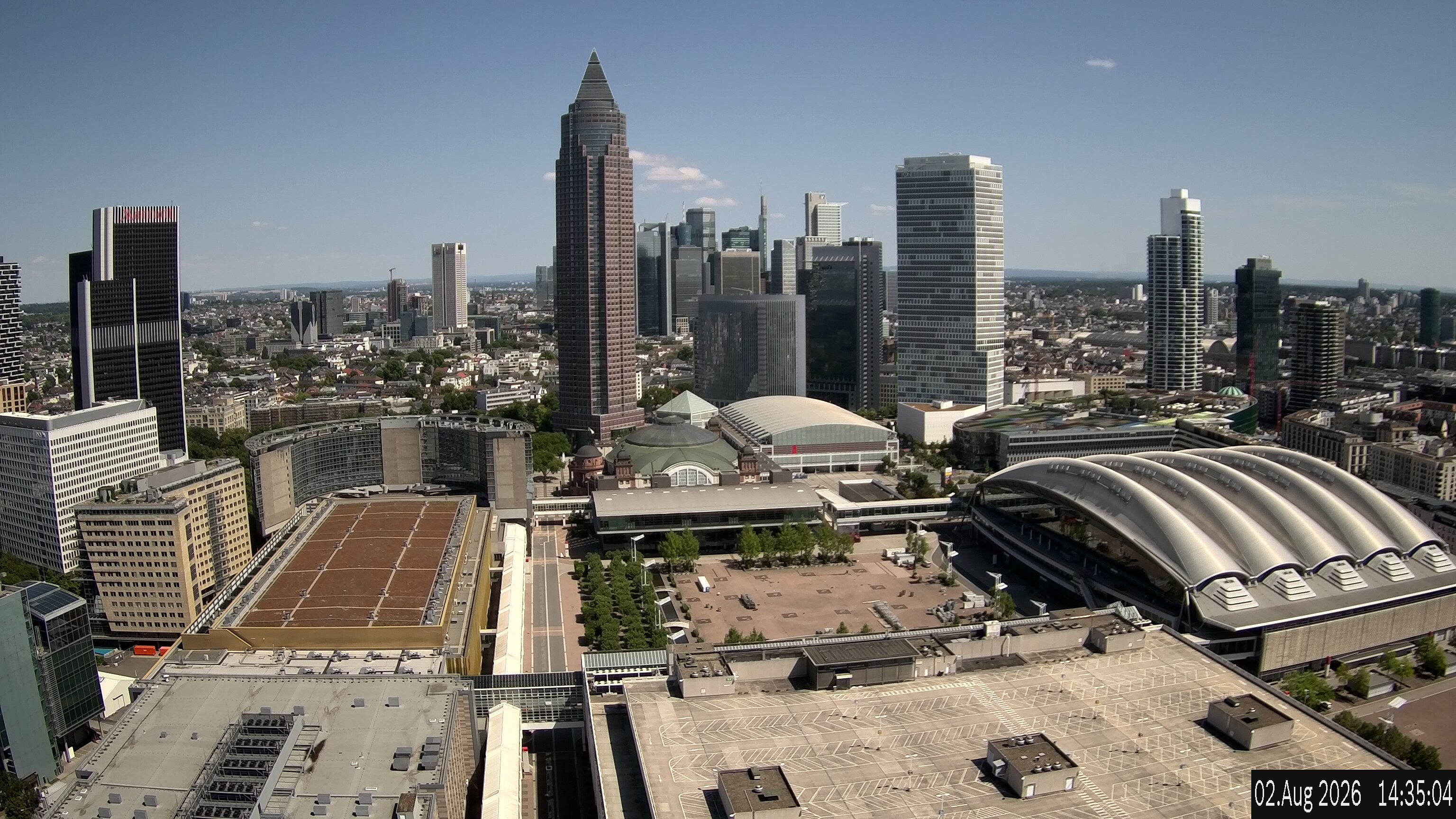 Archiv Foto Webcam Blick von Frankfurter Messe auf die Skyline