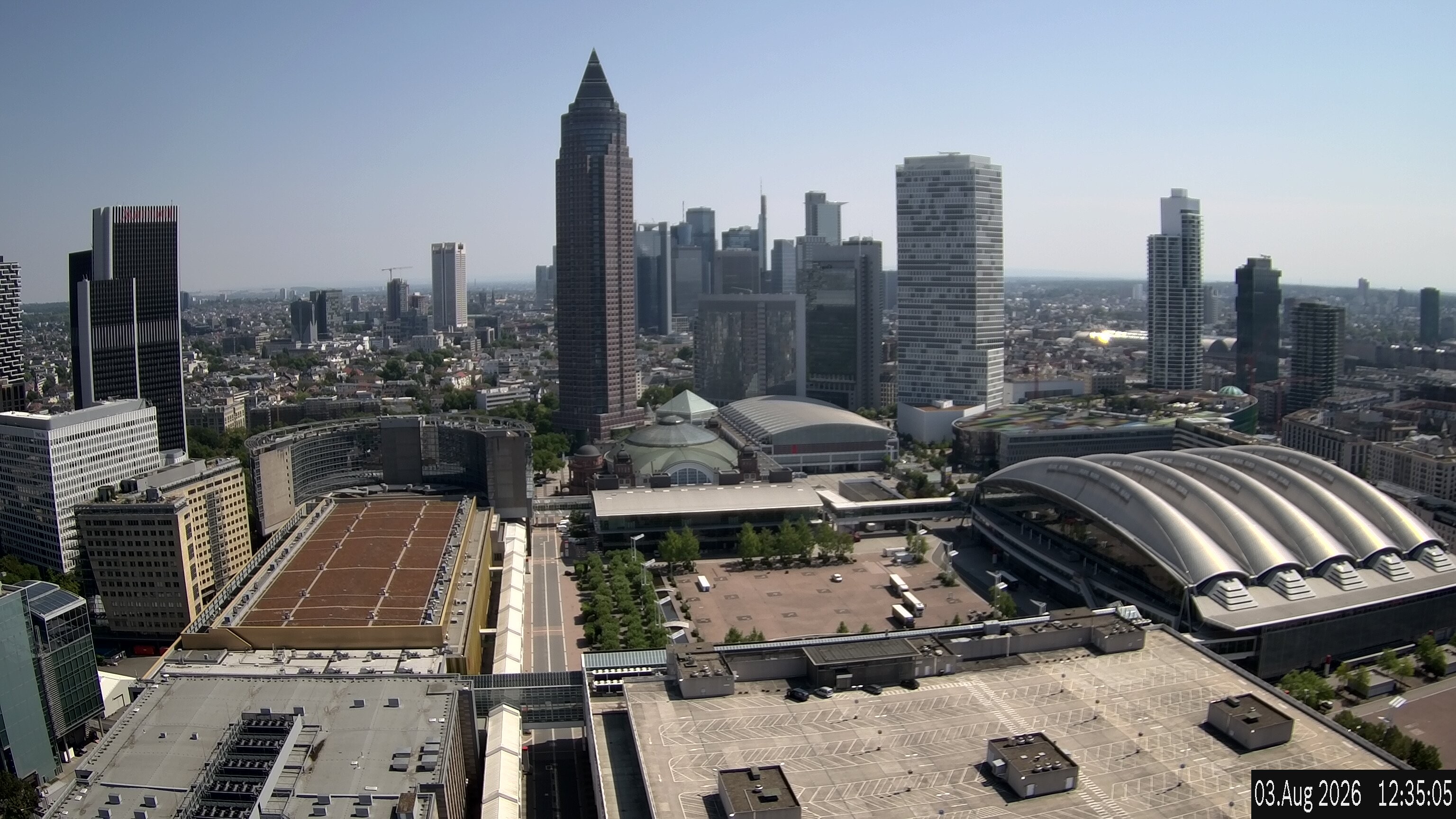 Archiv Foto Webcam Blick von Frankfurter Messe auf die Skyline