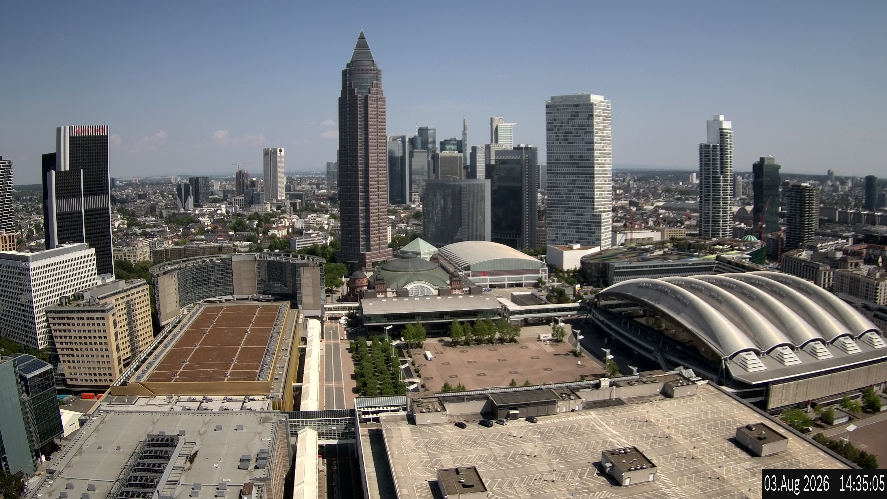 Archiv Foto Webcam Blick von Frankfurter Messe auf die Skyline