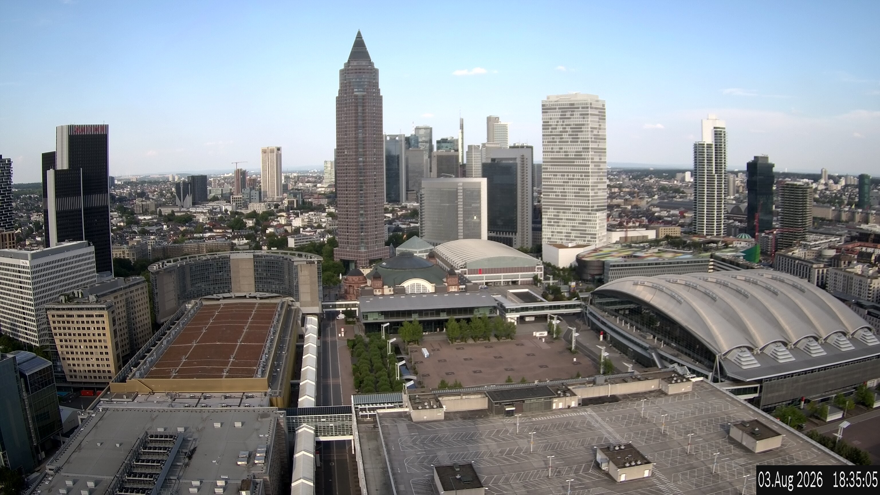 Archiv Foto Webcam Blick von Frankfurter Messe auf die Skyline