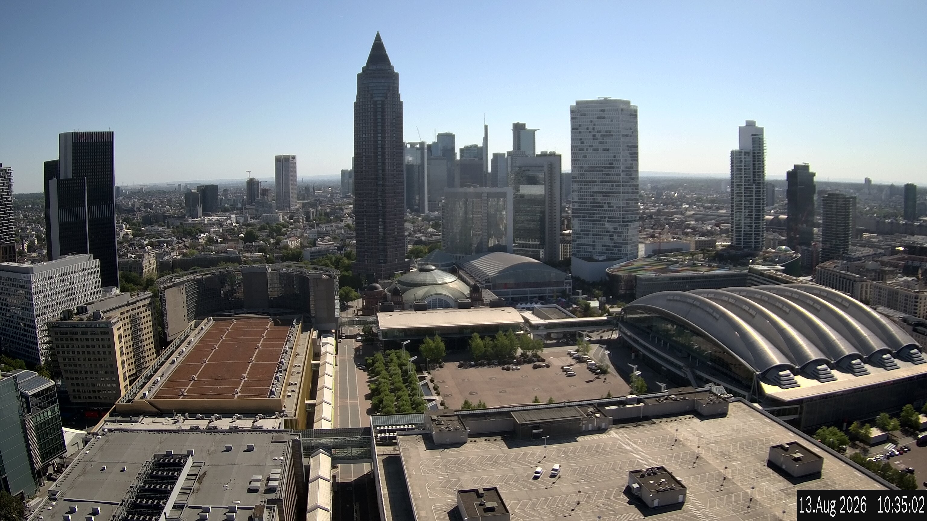 Archiv Foto Webcam Blick von Frankfurter Messe auf die Skyline