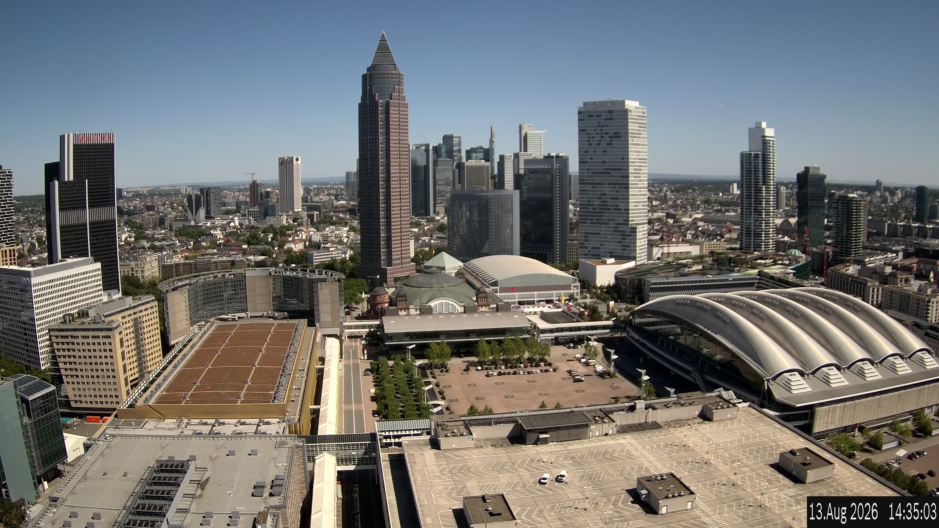 Archiv Foto Webcam Blick von Frankfurter Messe auf die Skyline