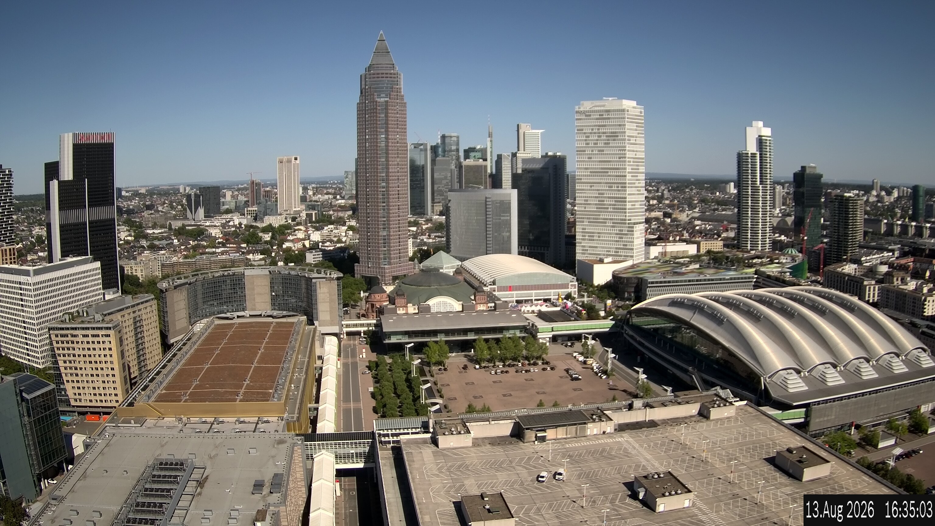 Archiv Foto Webcam Blick von Frankfurter Messe auf die Skyline