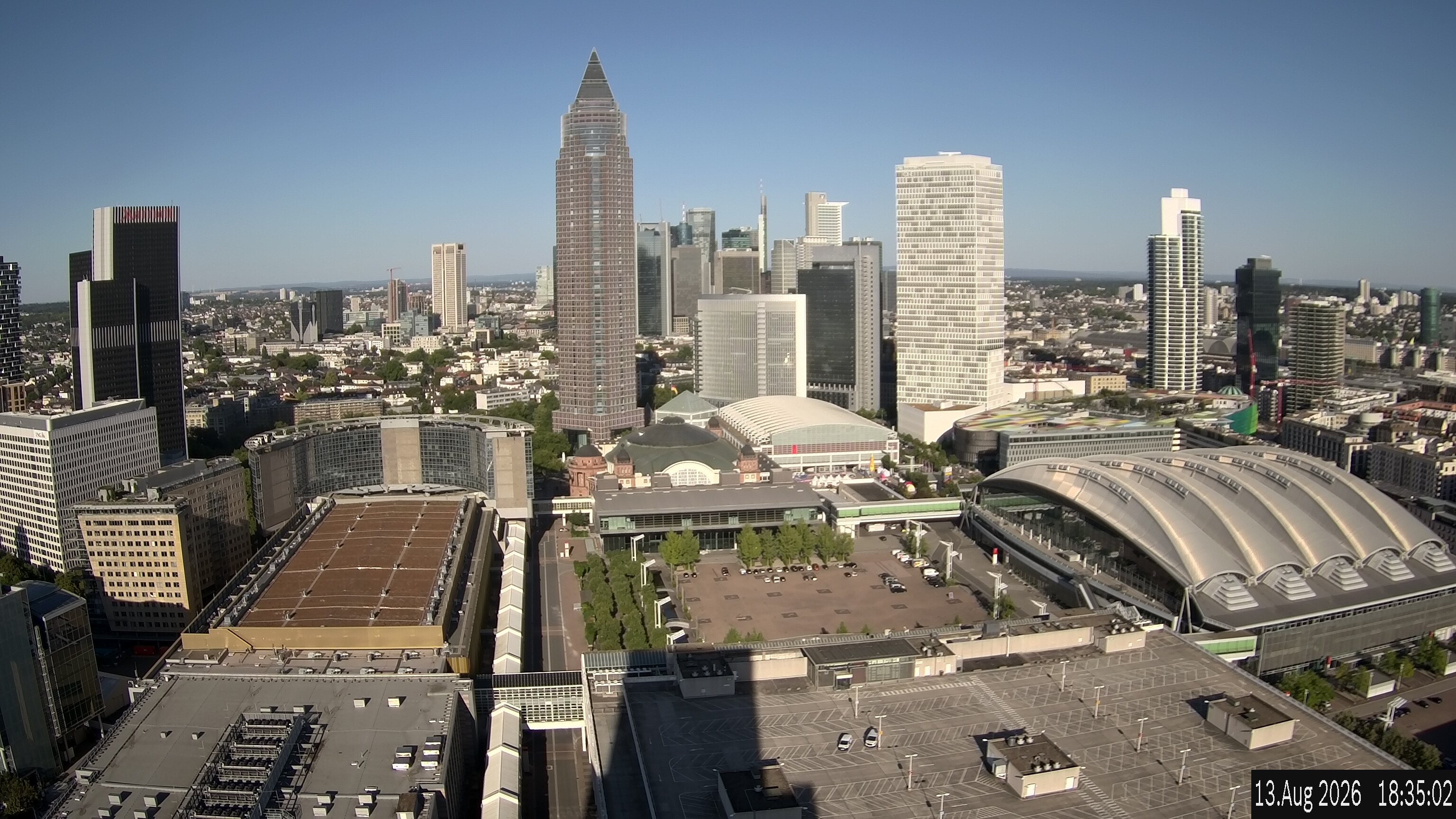 Archiv Foto Webcam Blick von Frankfurter Messe auf die Skyline