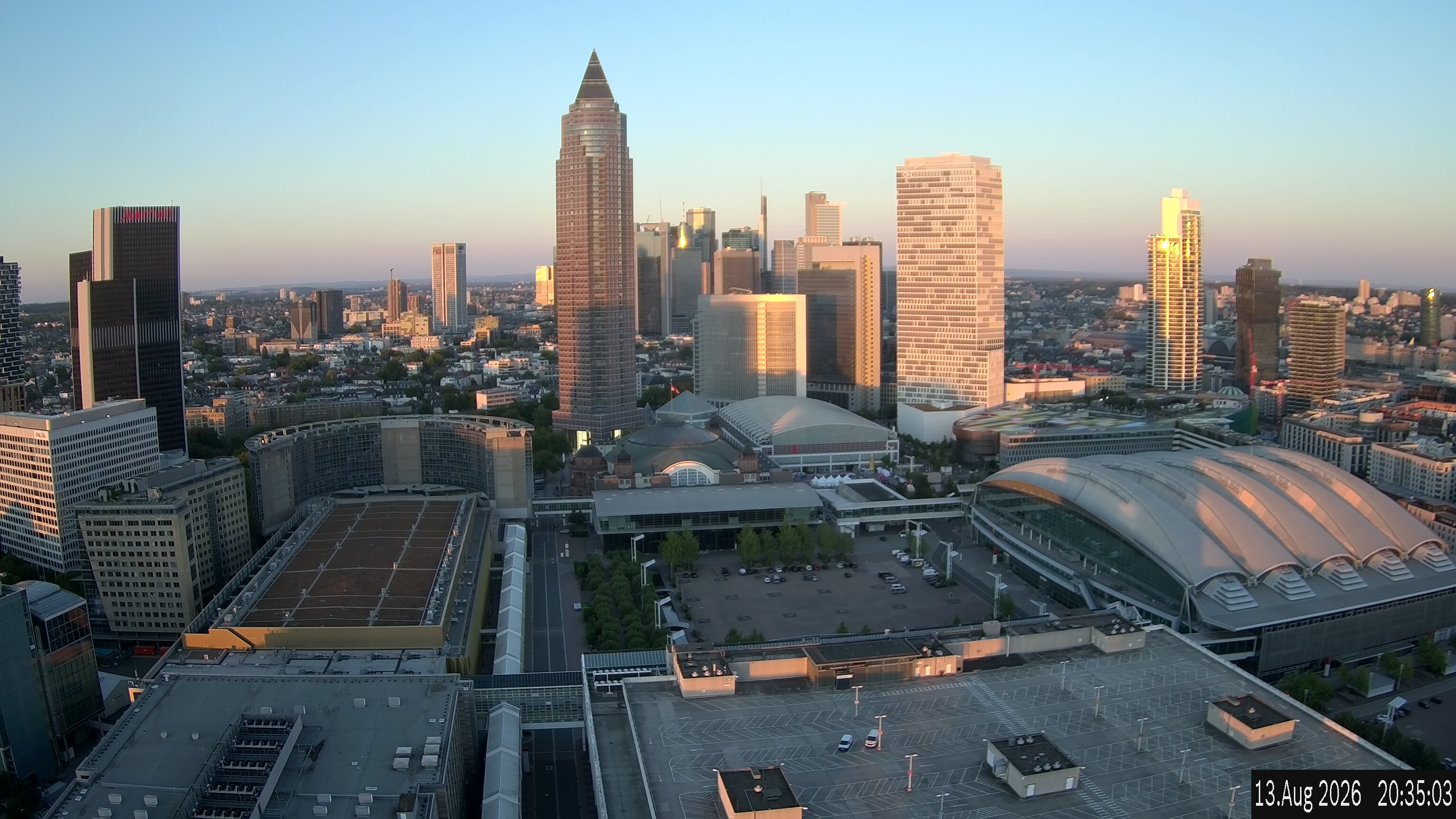 Archiv Foto Webcam Blick von Frankfurter Messe auf die Skyline
