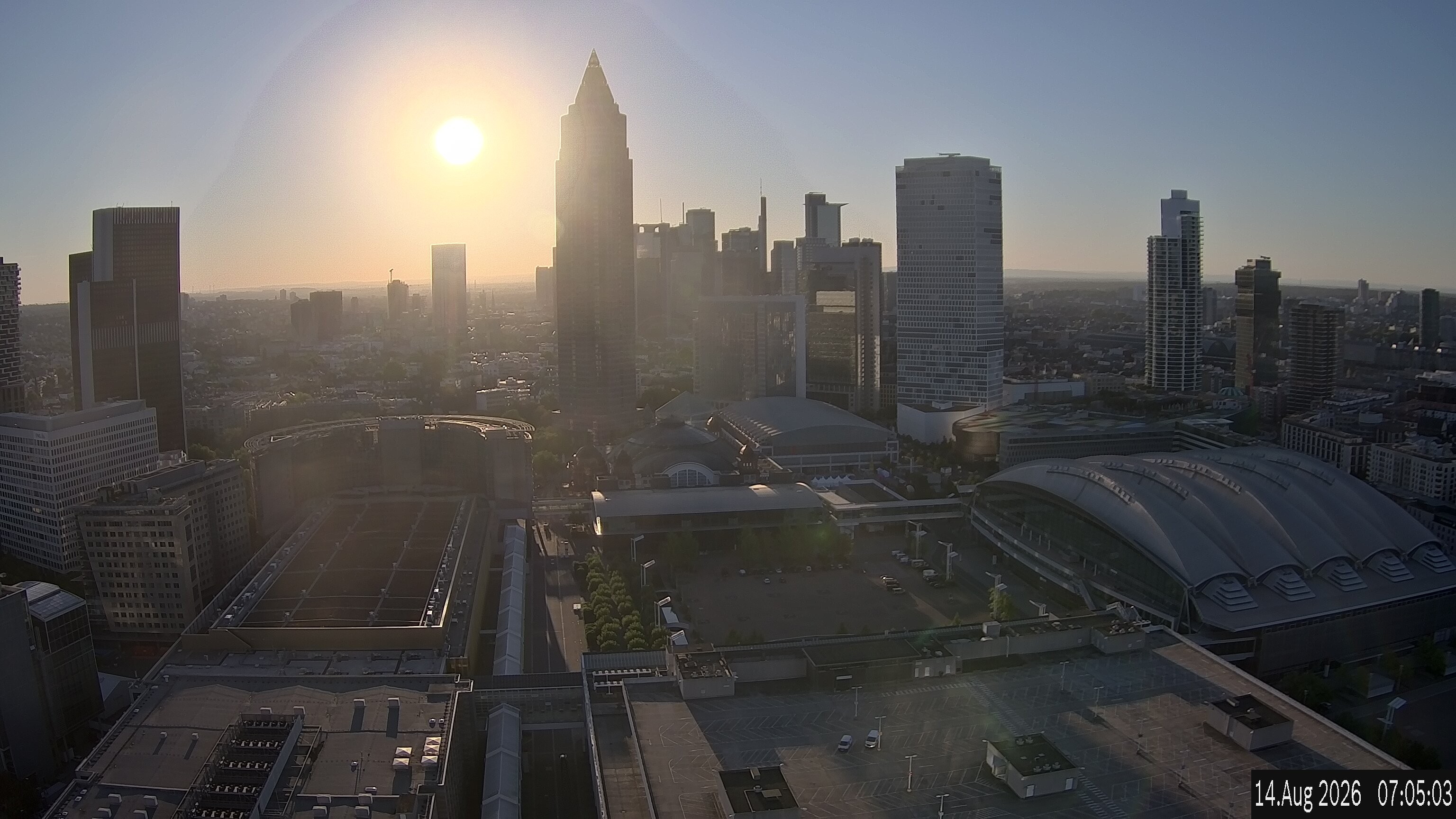 Archiv Foto Webcam Blick von Frankfurter Messe auf die Skyline