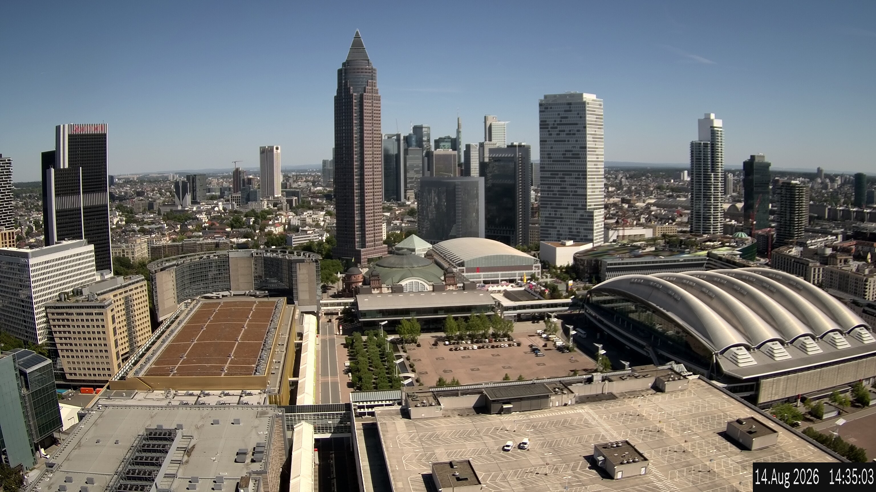 Archiv Foto Webcam Blick von Frankfurter Messe auf die Skyline