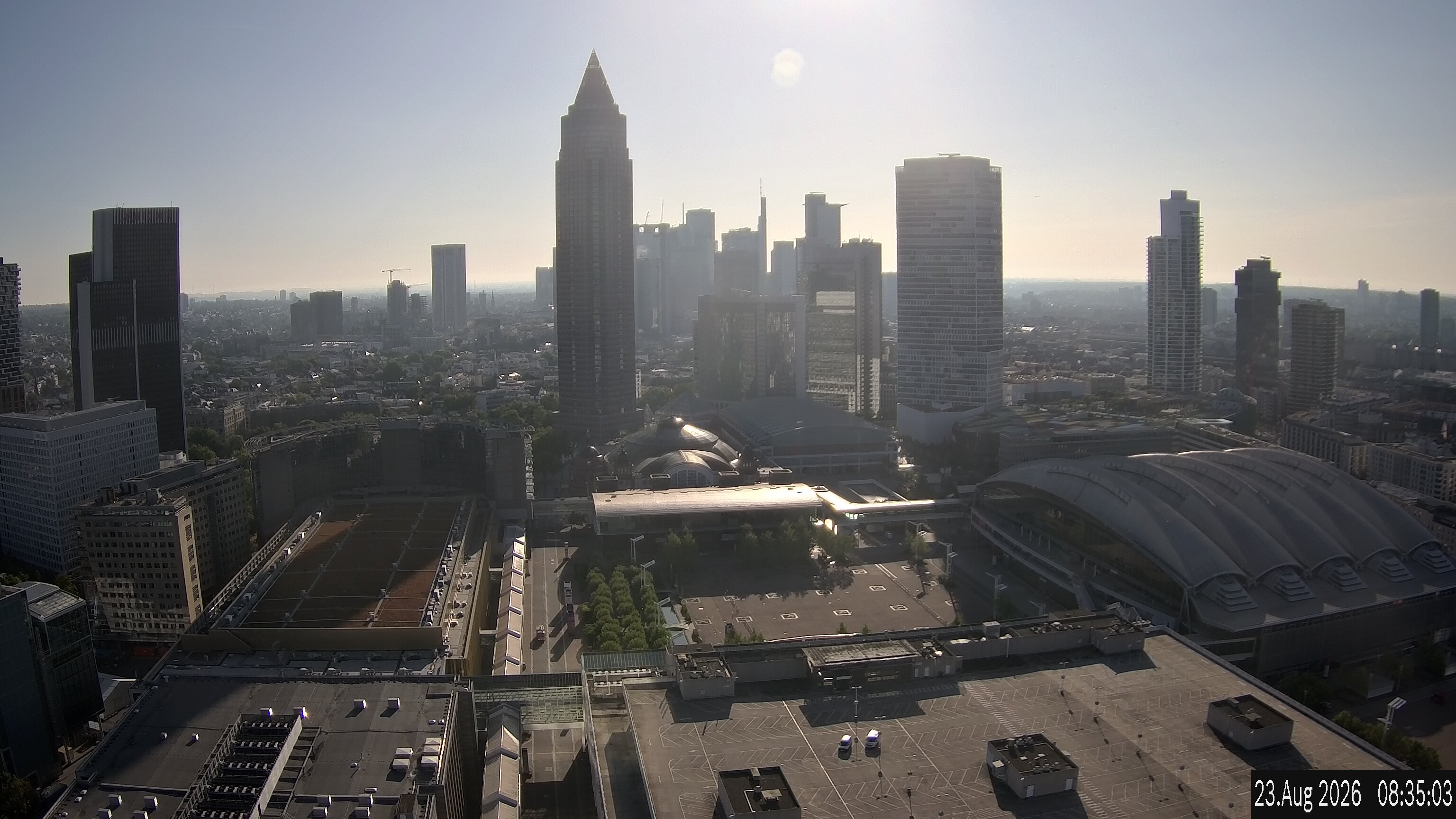 Archiv Foto Webcam Blick von Frankfurter Messe auf die Skyline